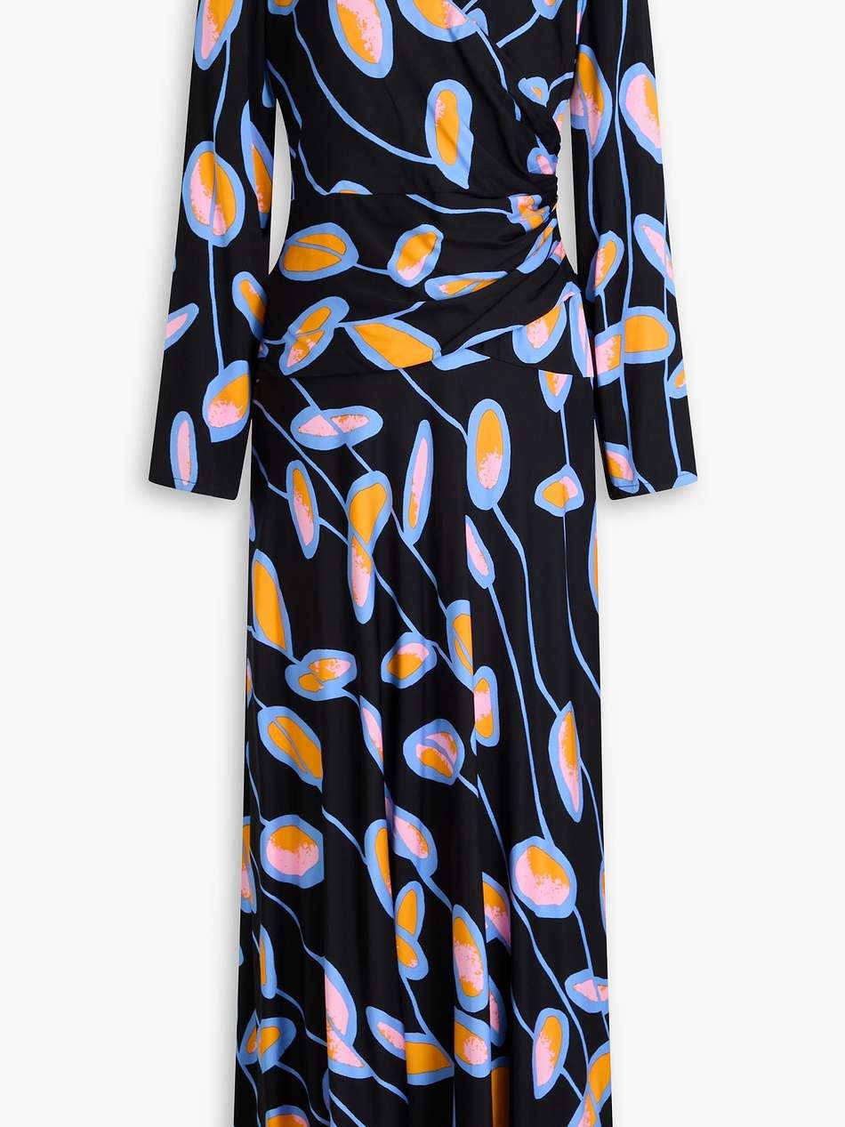 lanira wrap-effect printed crepe de chine maxi dress