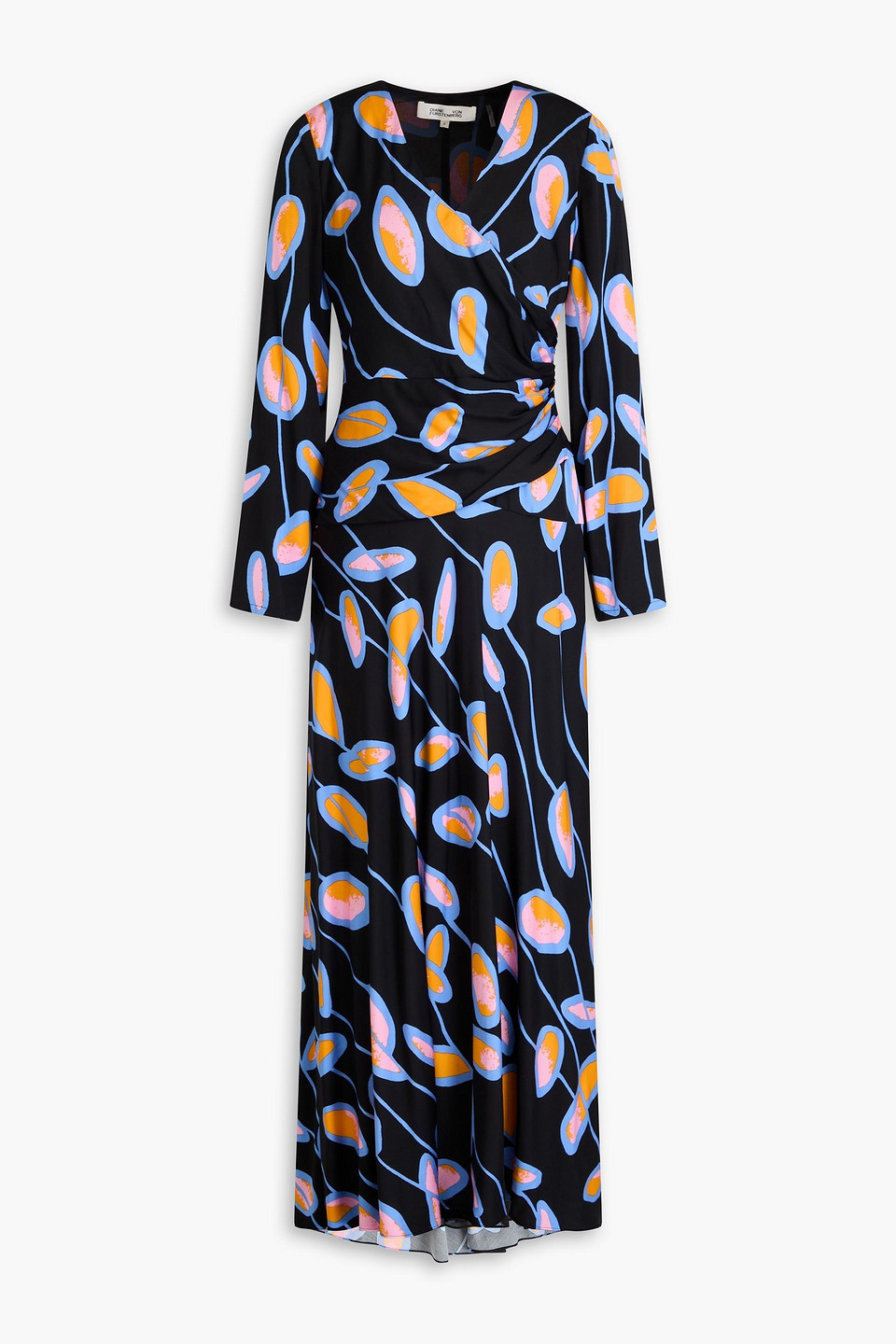Diane Von Furstenberg Lanira Wrap-effect Printed Crepe De Chine Maxi Dress In Black