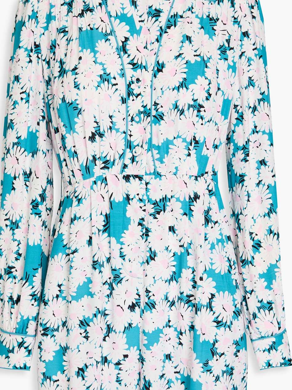 mira belted floral-print woven playsuit