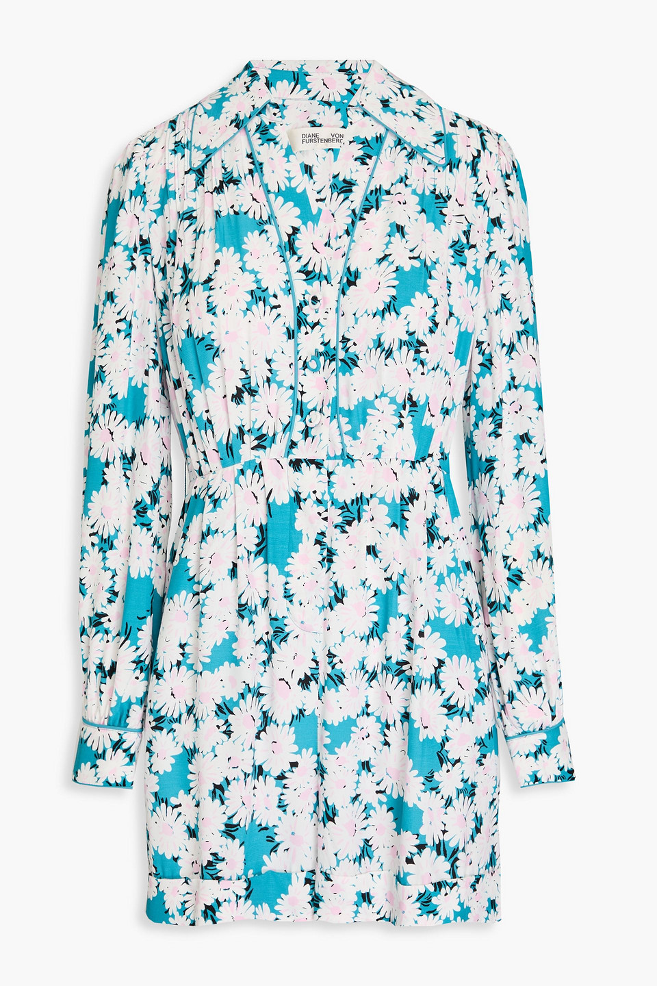 Mira belted floral-print woven playsuit