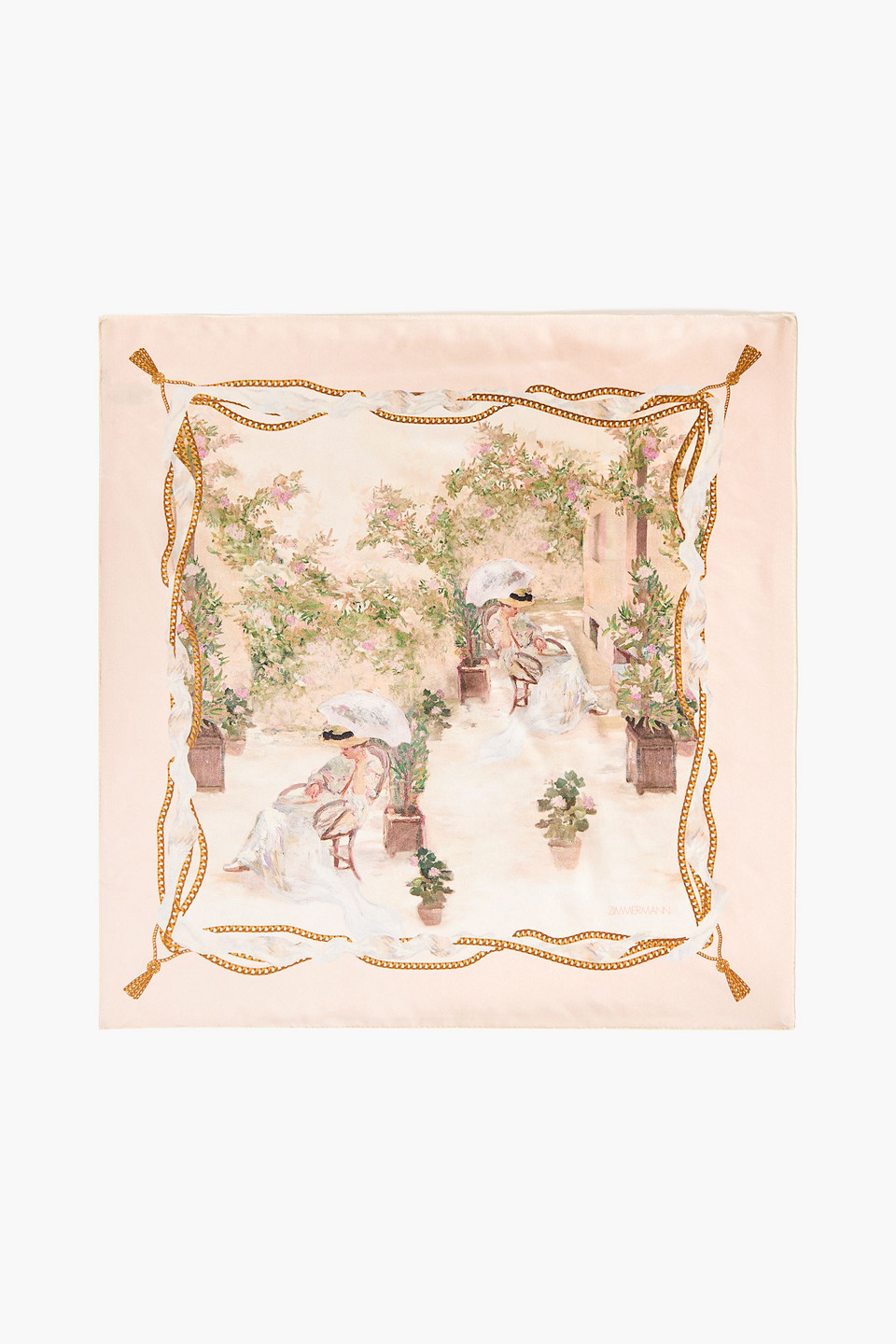Zimmermann Printed Silk Scarf In Blush