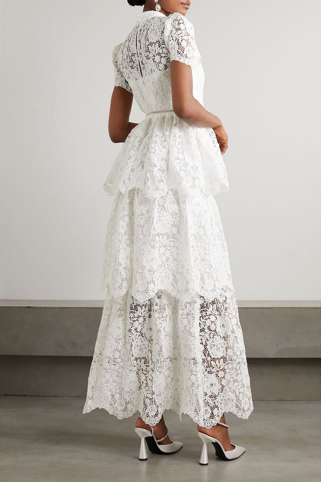 SELF-PORTRAIT Tiered corded lace maxi dress