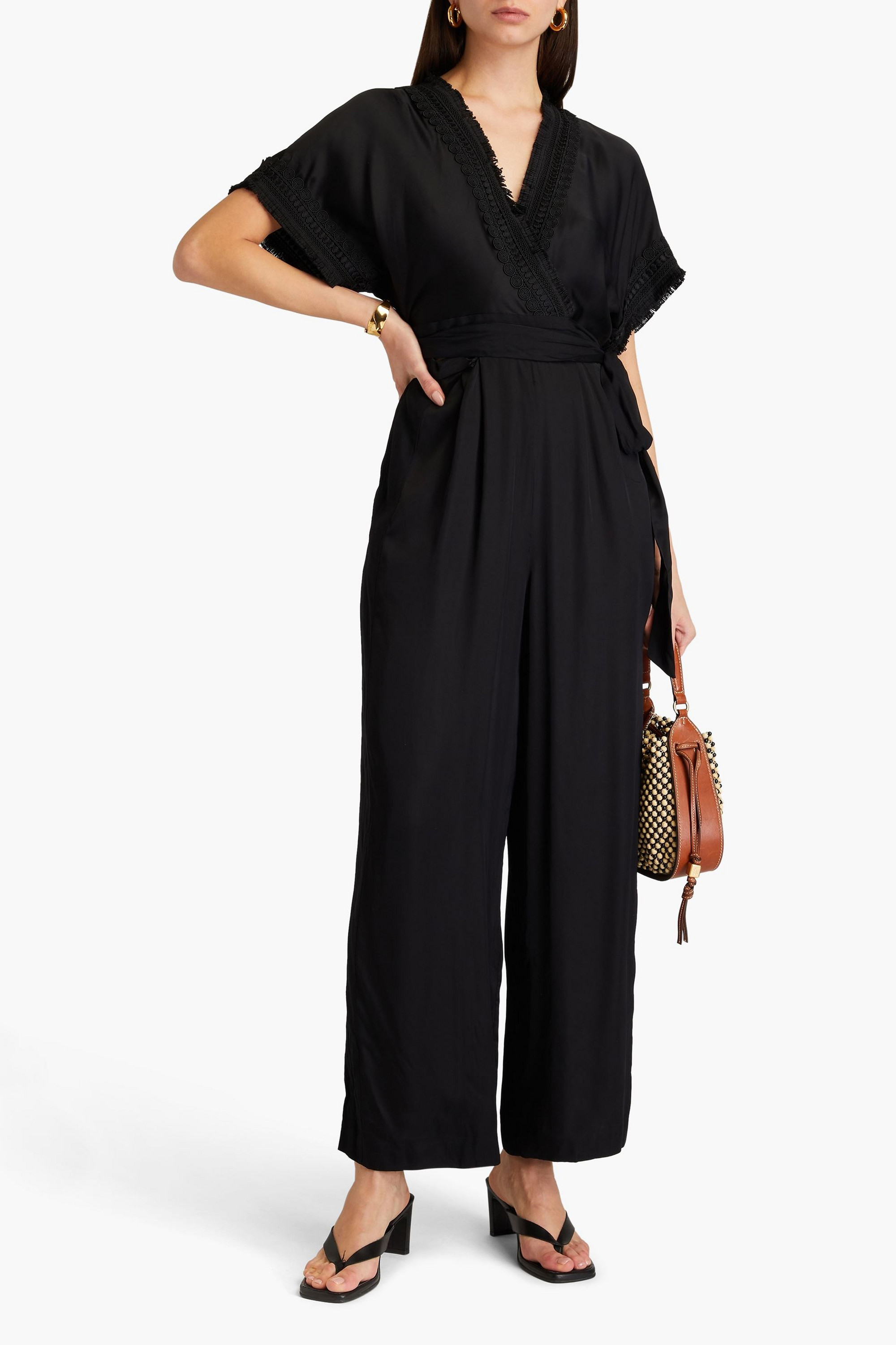 Diane von Furstenberg Dechen cropped satin wide-leg jumpsuit