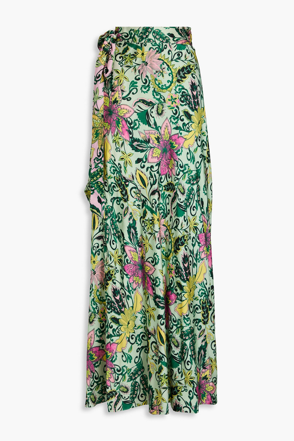 Diane Von Furstenberg Krisa Reversible Floral-print Crepe De Chine Maxi Skirt In Hellgrün