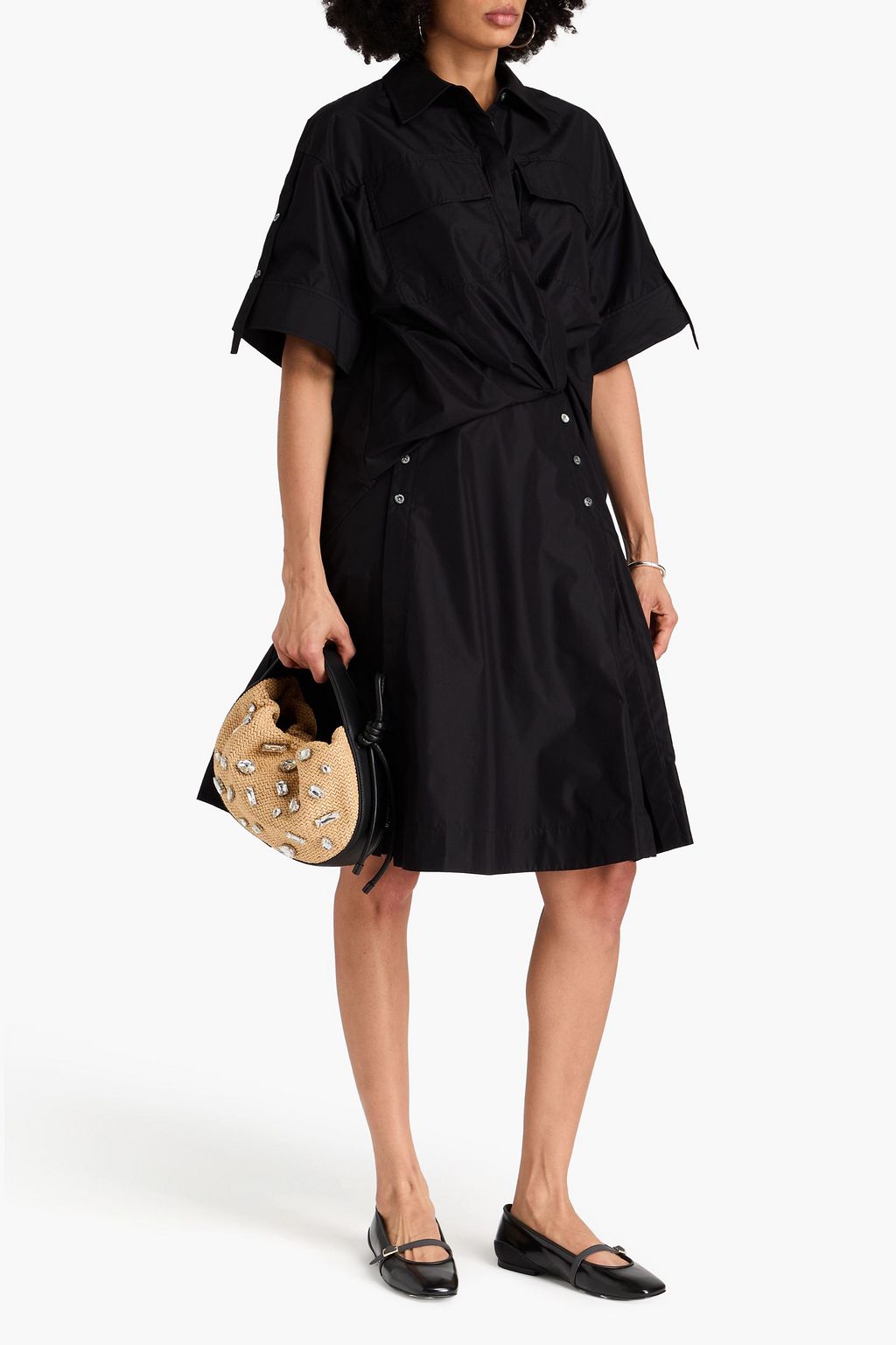3.1 PHILLIP LIM فستان بأسلوب القميص من البوبلين المصنوع من مزيج من القطن بتصميم منسدل