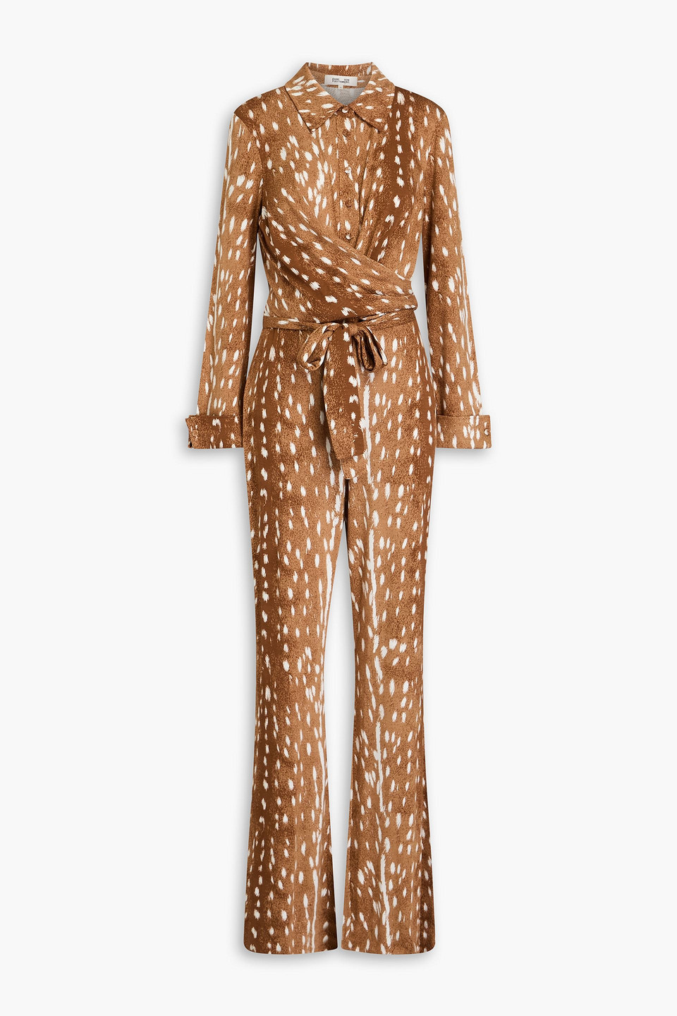 Michelle wrap-effect printed stretch-jersey wide-leg jumpsuit