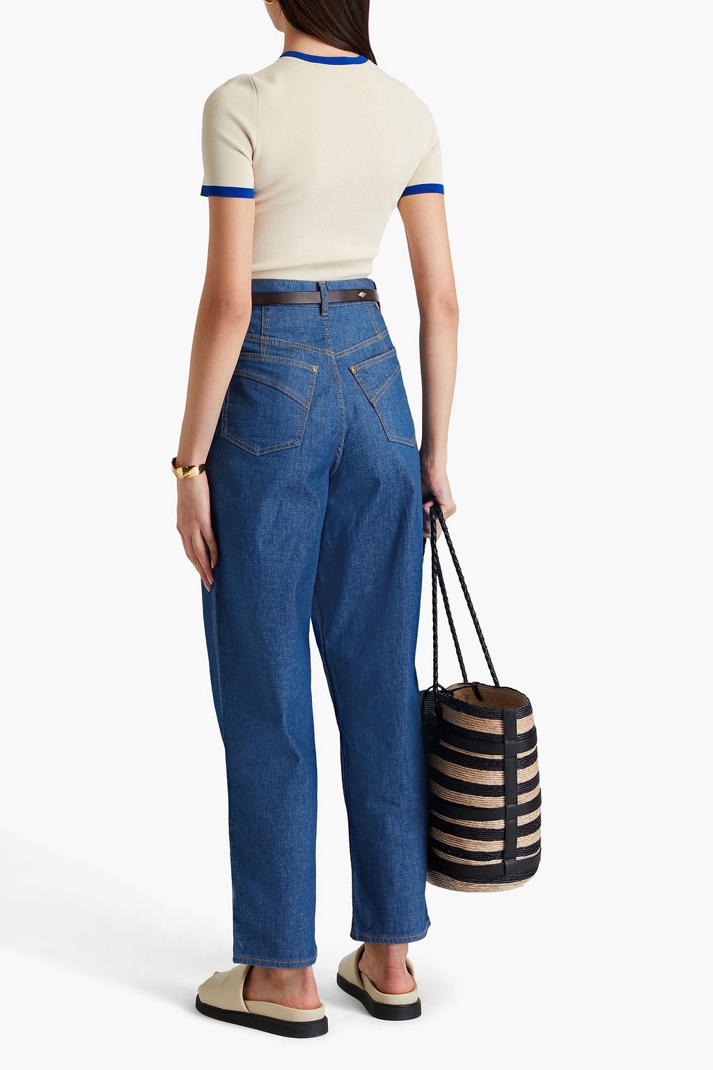 ZIMMERMANN Two-tone stretch-knit T-shirt