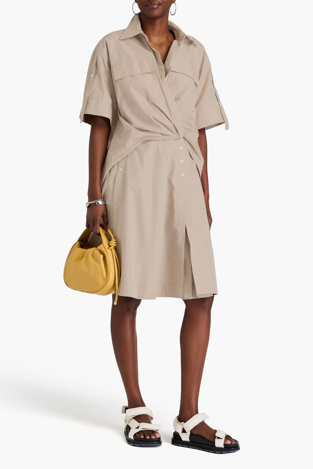 3.1 PHILLIP LIM فستان بأسلوب القميص من البوبلين المصنوع من مزيج من القطن بتصميم منسدل