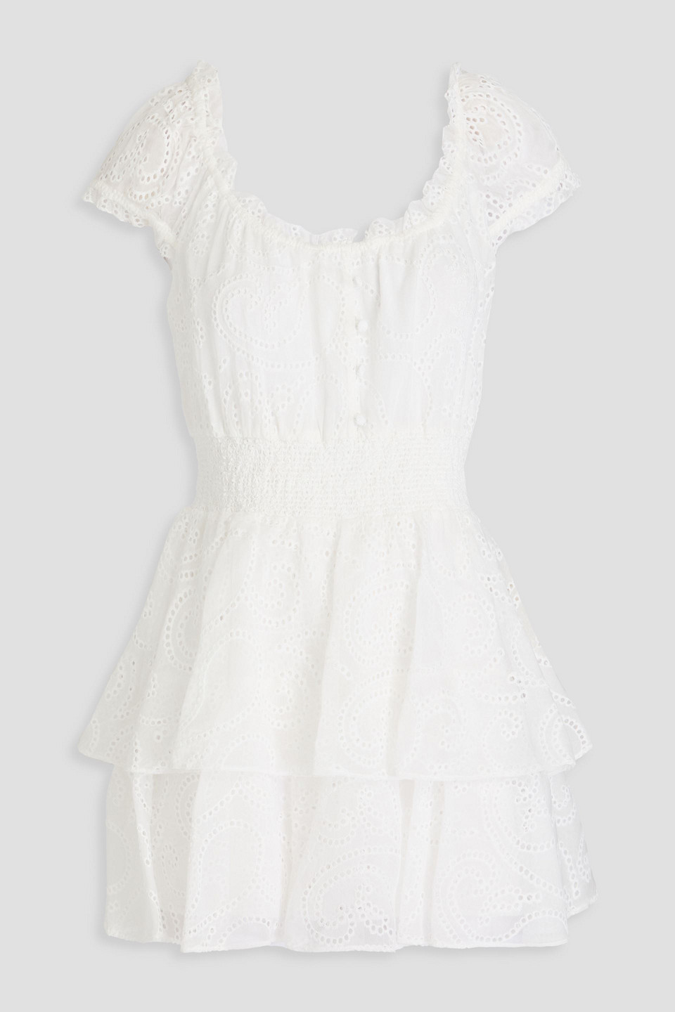 Alice And Olivia Gracie Ruffled Broderie Anglaise Playsuit In White