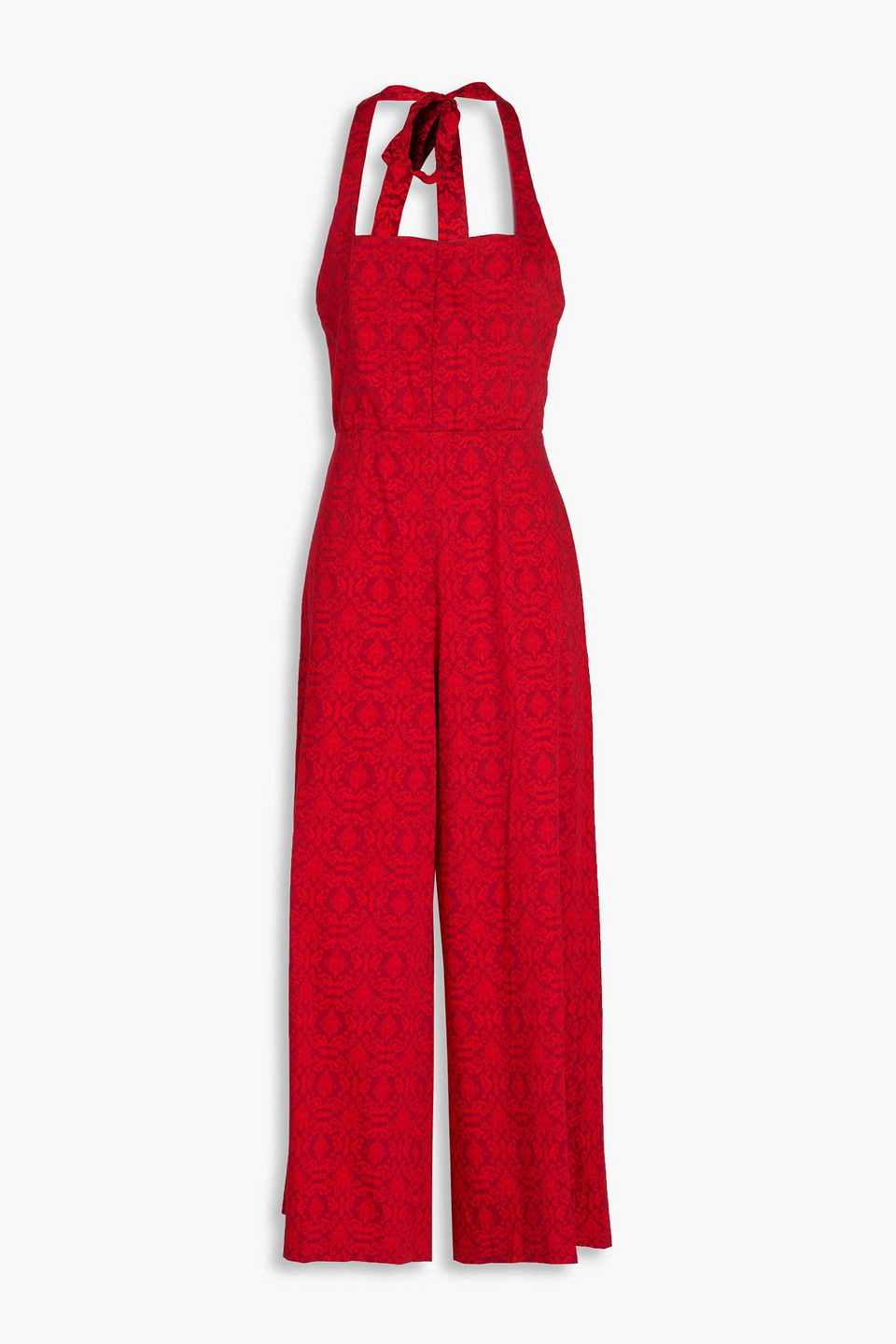 Alice And Olivia Aida Paisley-print Stretch-cotton Wide-leg Jumpsuit In Red