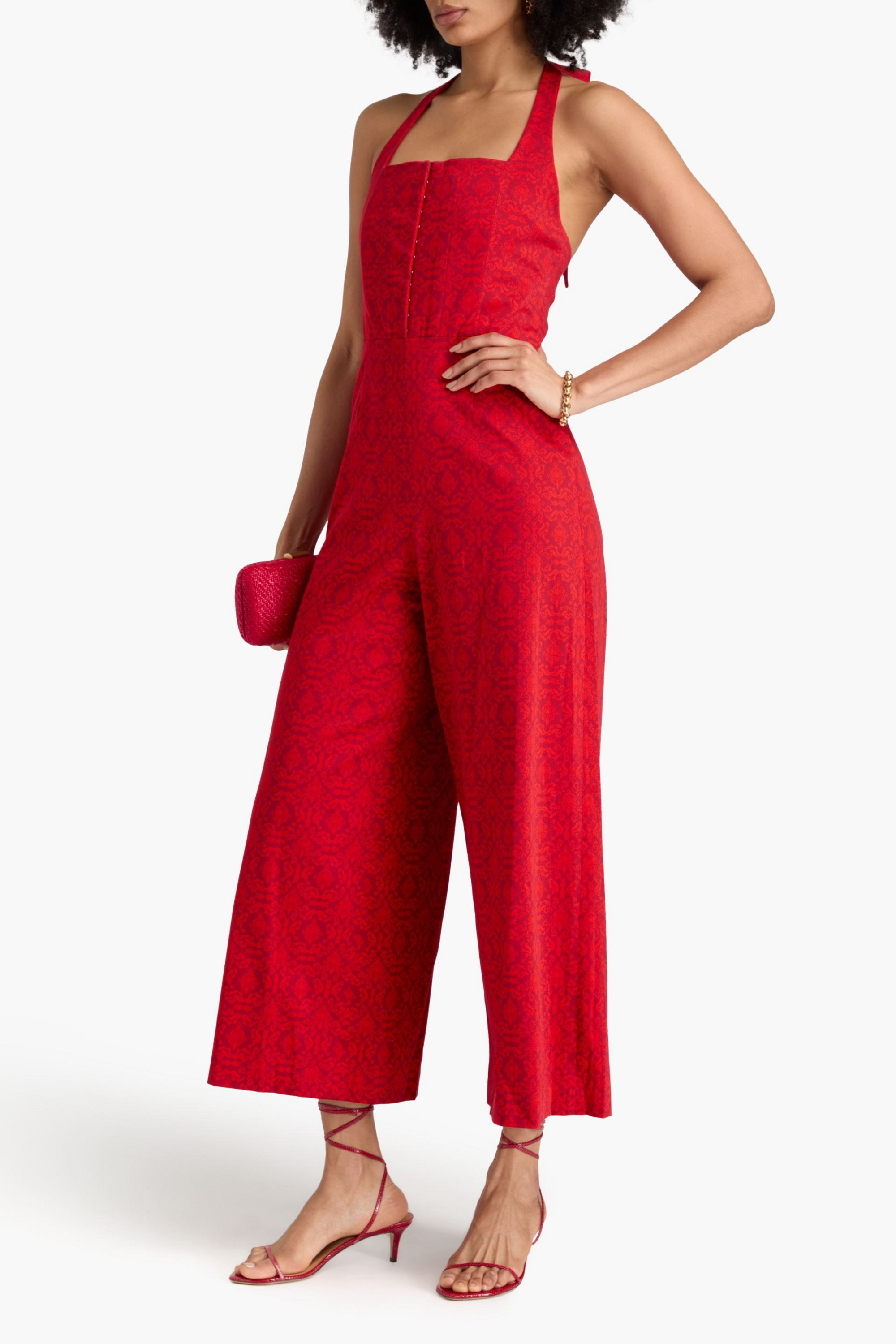 alice + olivia Aida paisley-print stretch-cotton wide-leg jumpsuit