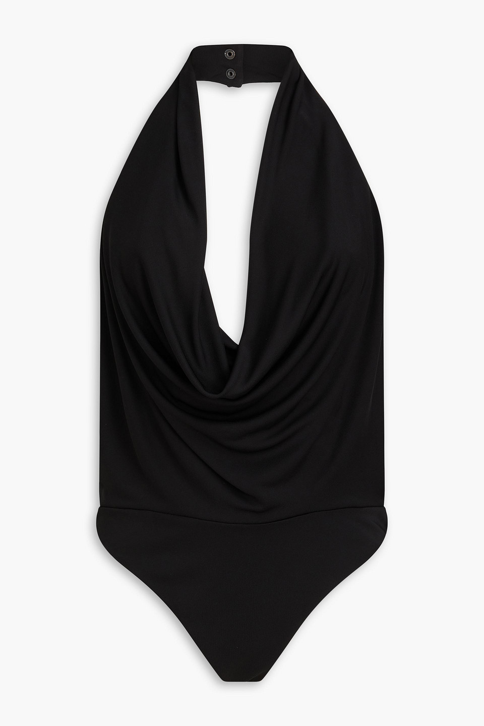 Alice And Olivia Draped Stretch-jersey Halterneck Bodysuit In Black