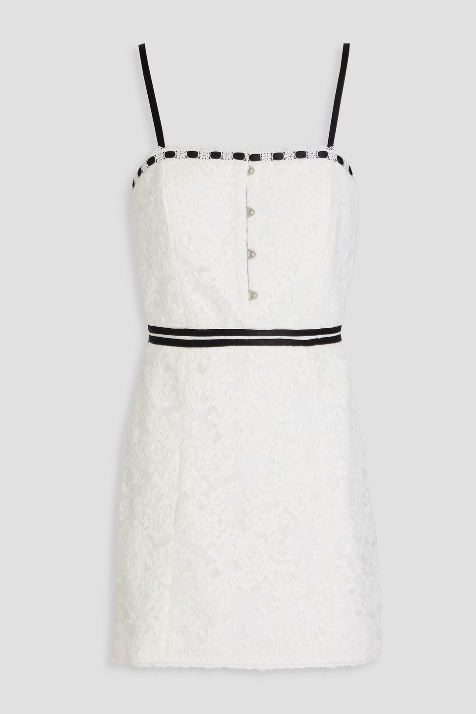 Alice And Olivia Matilda Satin-trimmed Corded Lace Mini Dress In White