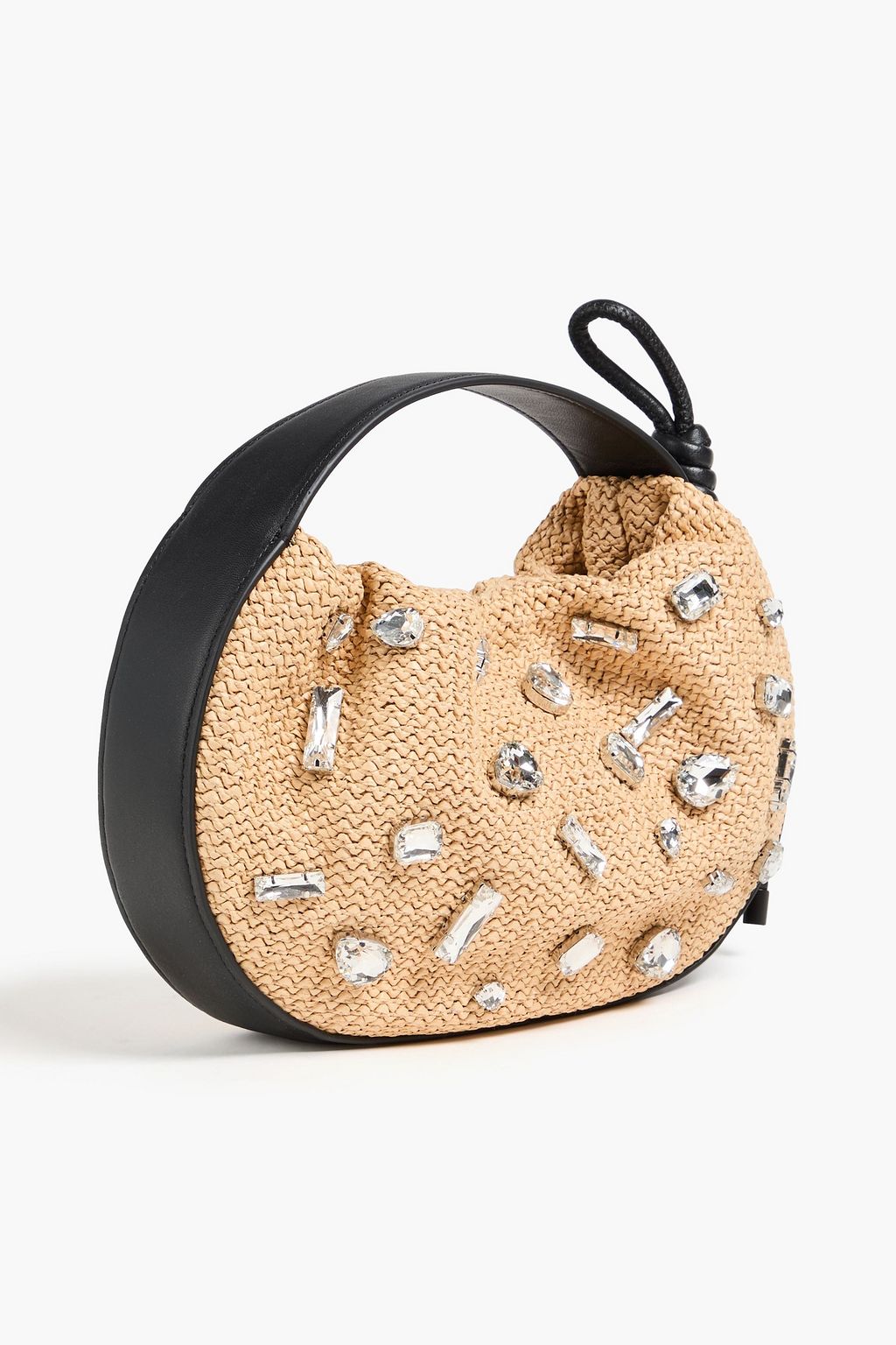 3.1 PHILLIP LIM Origami leather-trimmed crystal-embellished raffia tote