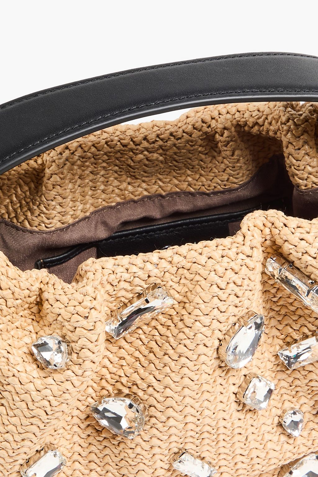 3.1 PHILLIP LIM Origami leather-trimmed crystal-embellished raffia tote
