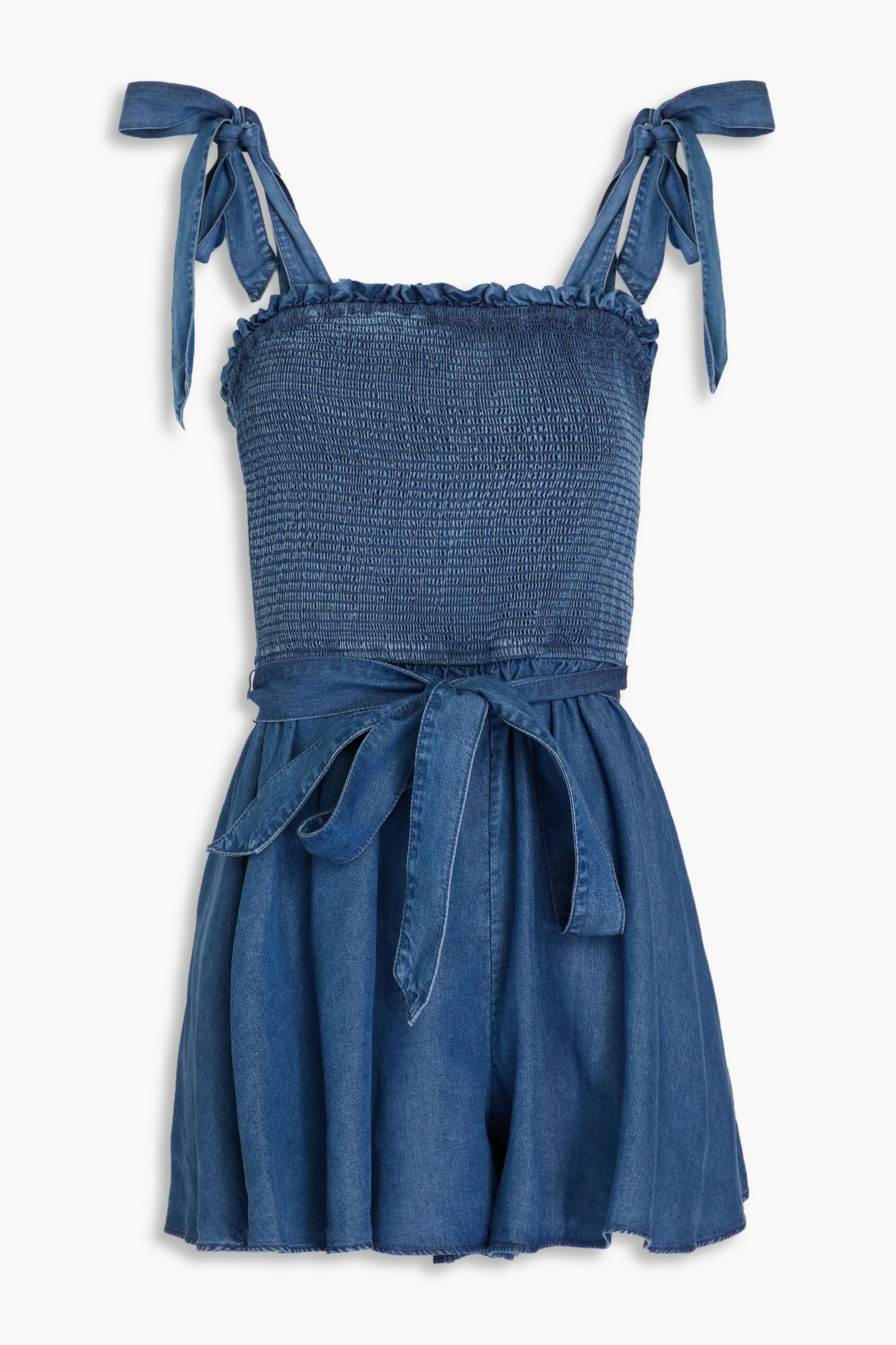 alice + olivia Roz smocked chambray playsuit