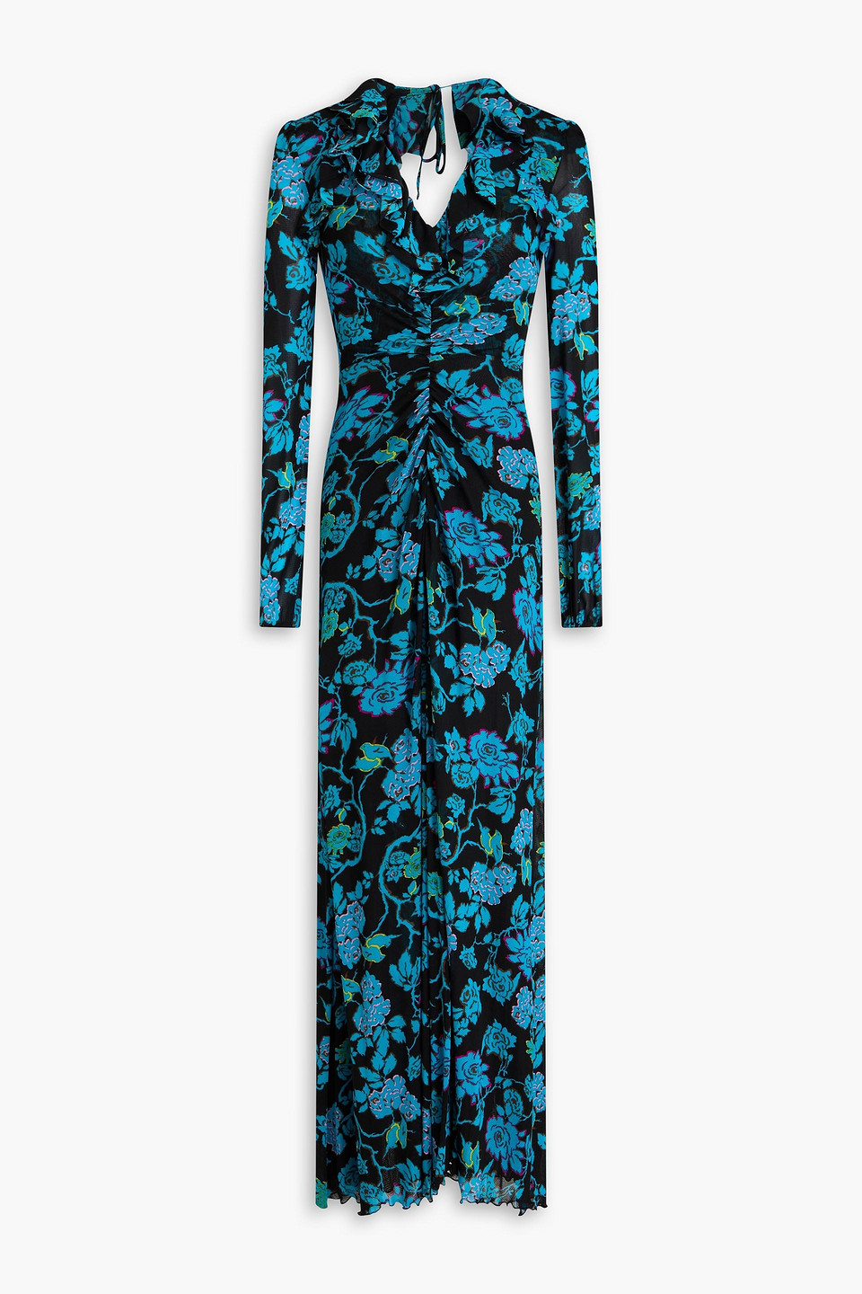 Diane Von Furstenberg Sean Cutout Ruched Jersey Maxi Dress In Petrol
