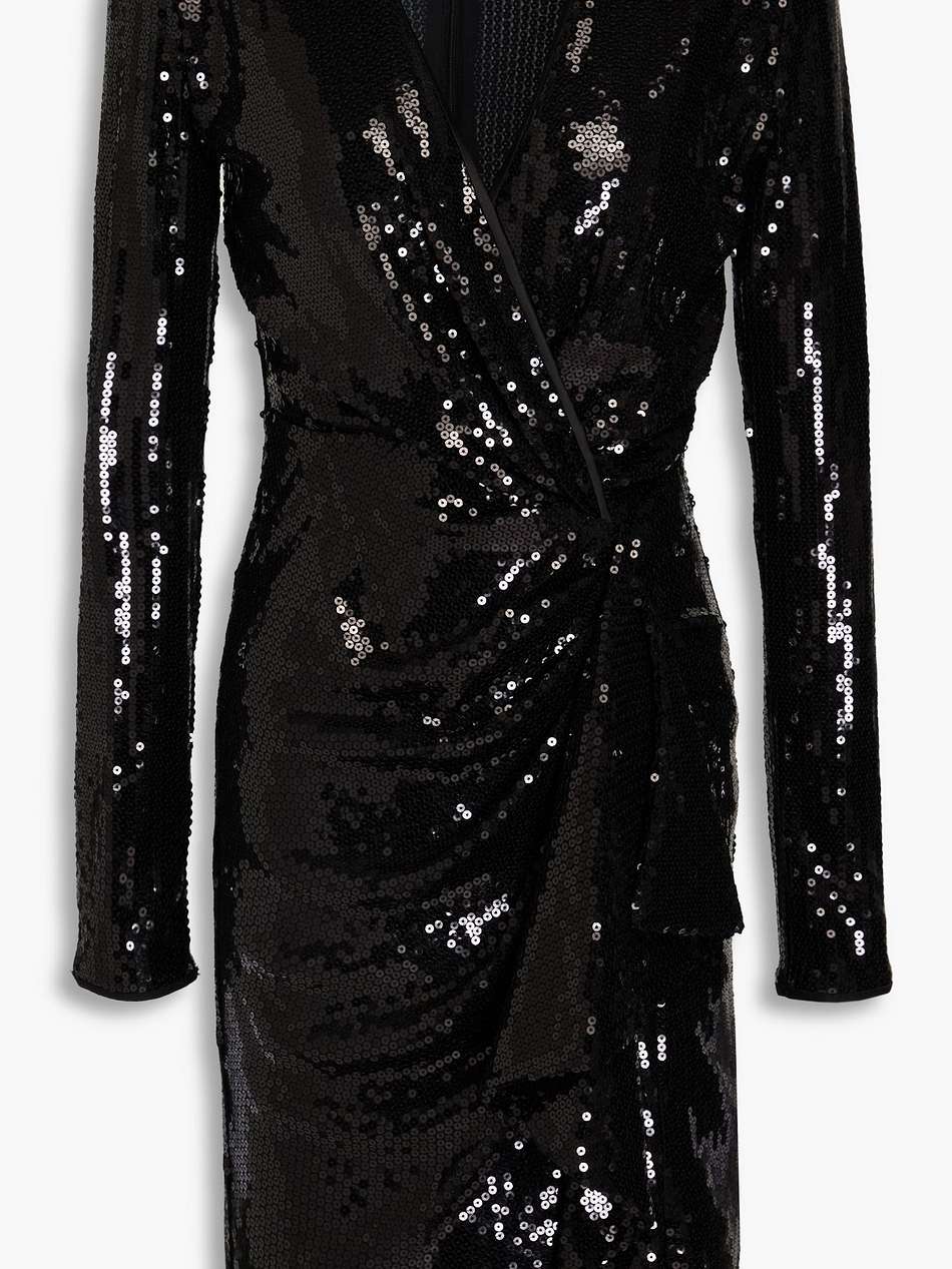 lexa wrap-effect sequined tulle mini dress