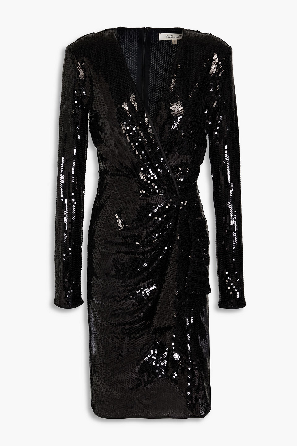 Diane Von Furstenberg Lexa Wrap-effect Sequined Jersey Mini Dress In Schwarz