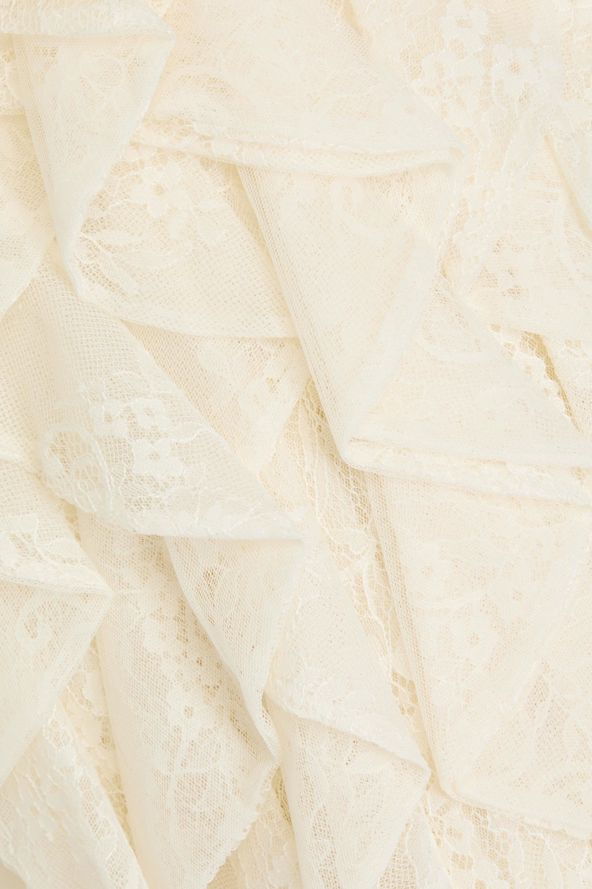 alice + olivia Wilmarie crystal-embellished ruffled corded lace mini dress