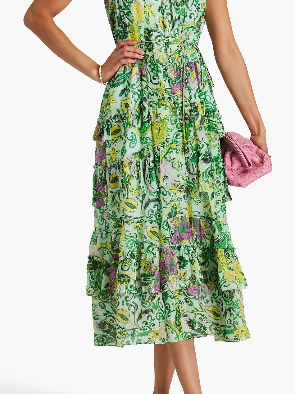 modena tiered floral-print chiffon midi dress