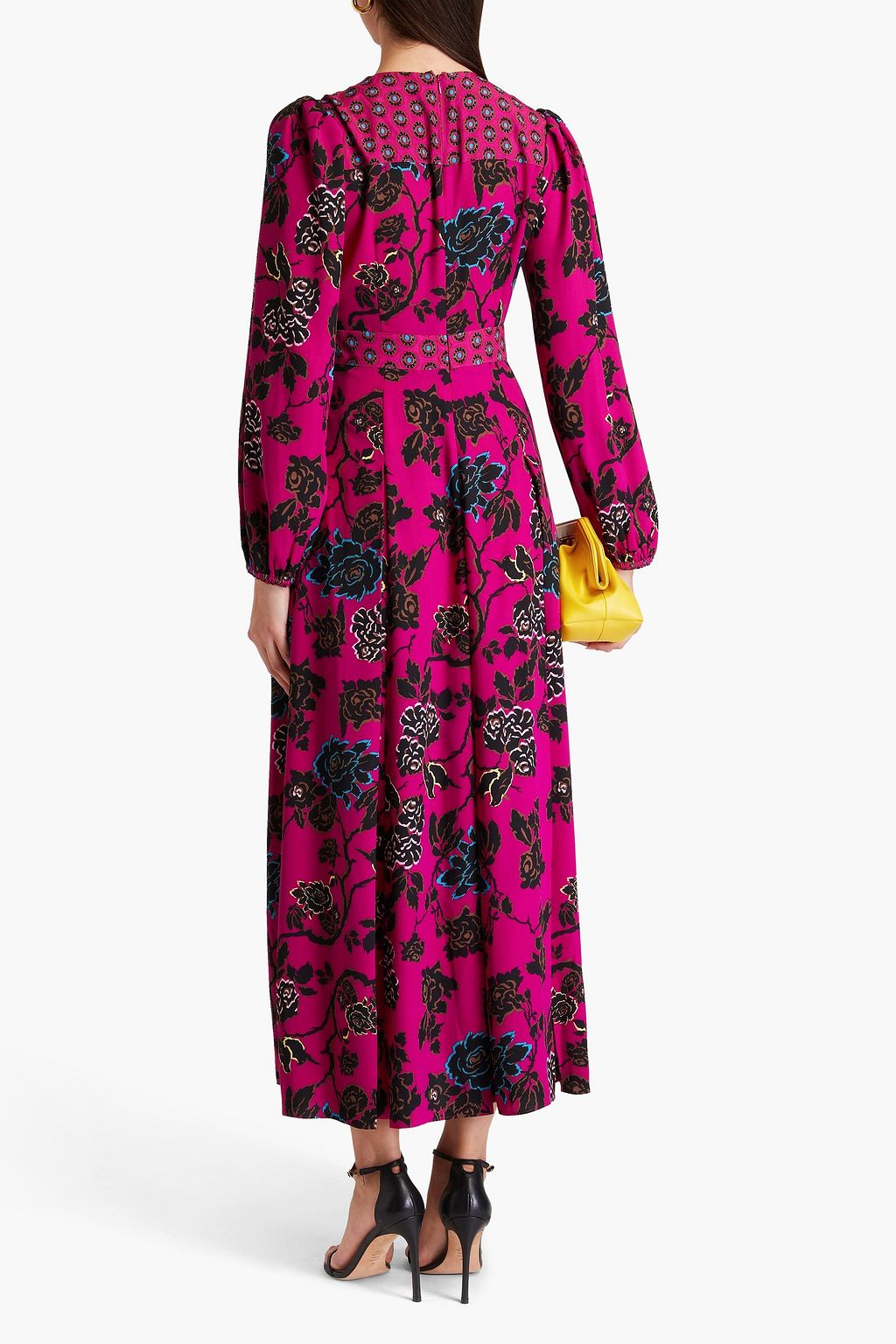 DIANE VON FURSTENBERG فستان "أنجلي" متوسط الطول من الكريب بكسرات