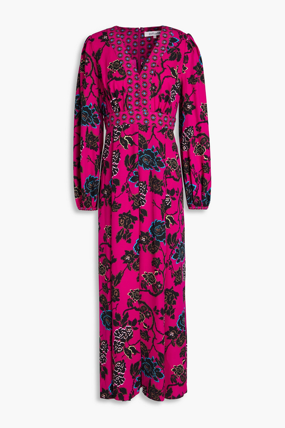Diane Von Furstenberg Anjali Pleated Crepe Midi Dress In Magenta