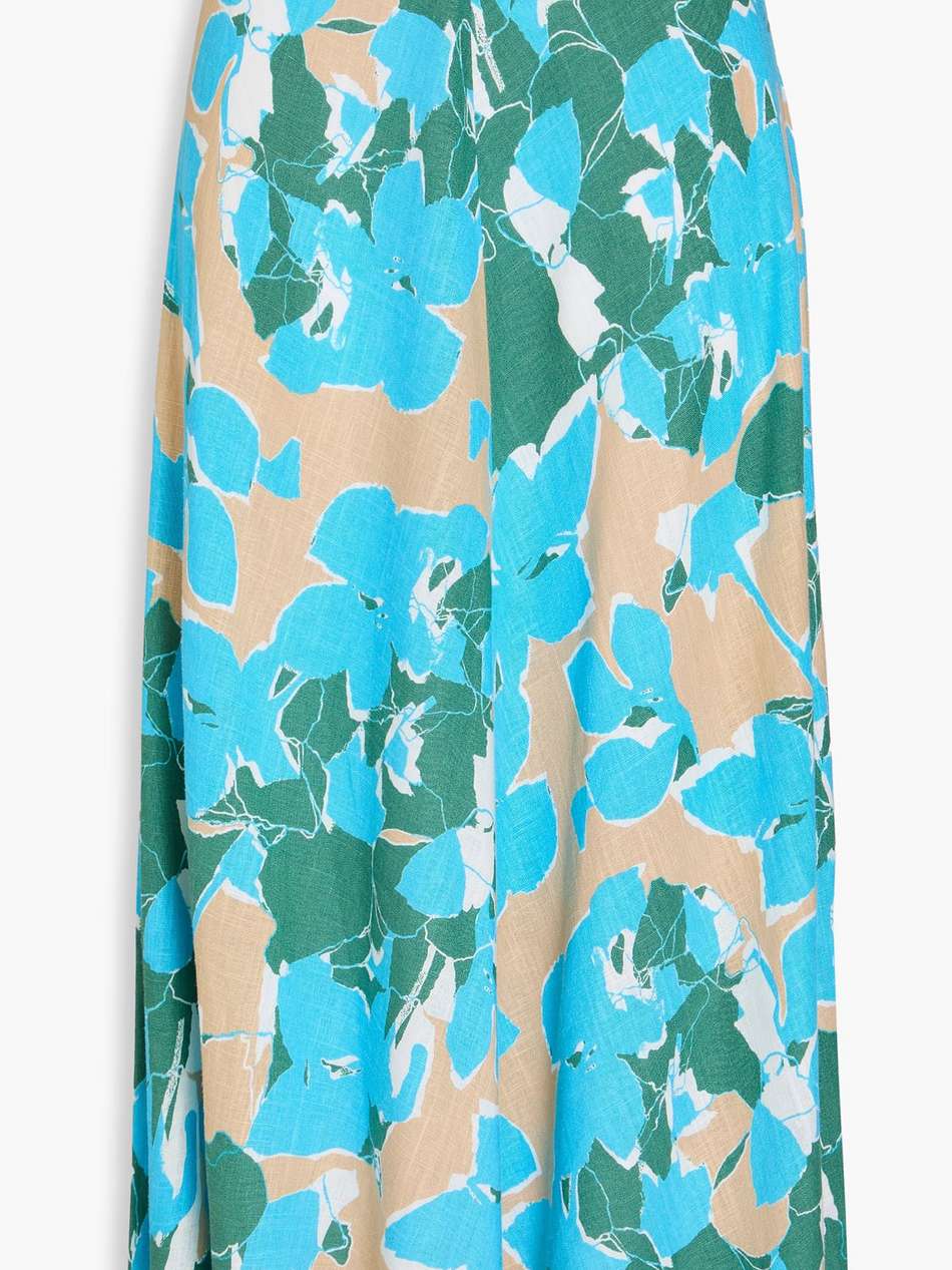 florencia floral-print slub woven midi skirt