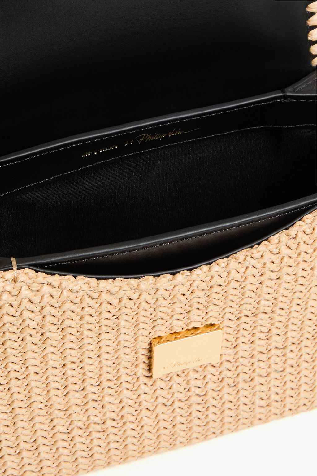 3.1 PHILLIP LIM حقيبة كتف "آي دي" من نسيج الرافيا والجلد