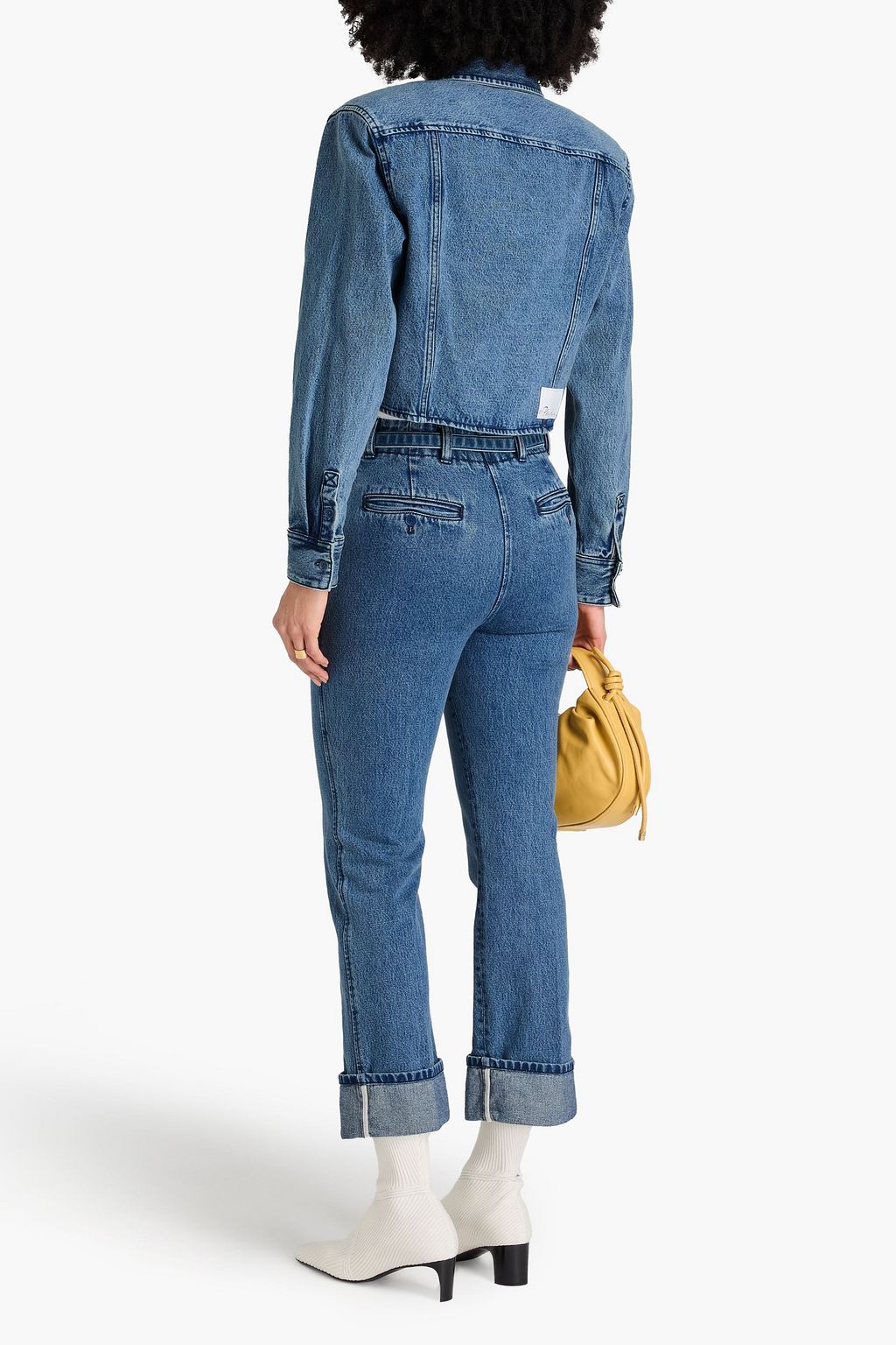 3.1 PHILLIP LIM جينز بقصّة كيك فلير مرتفع الخصر ومزوّد بحزام