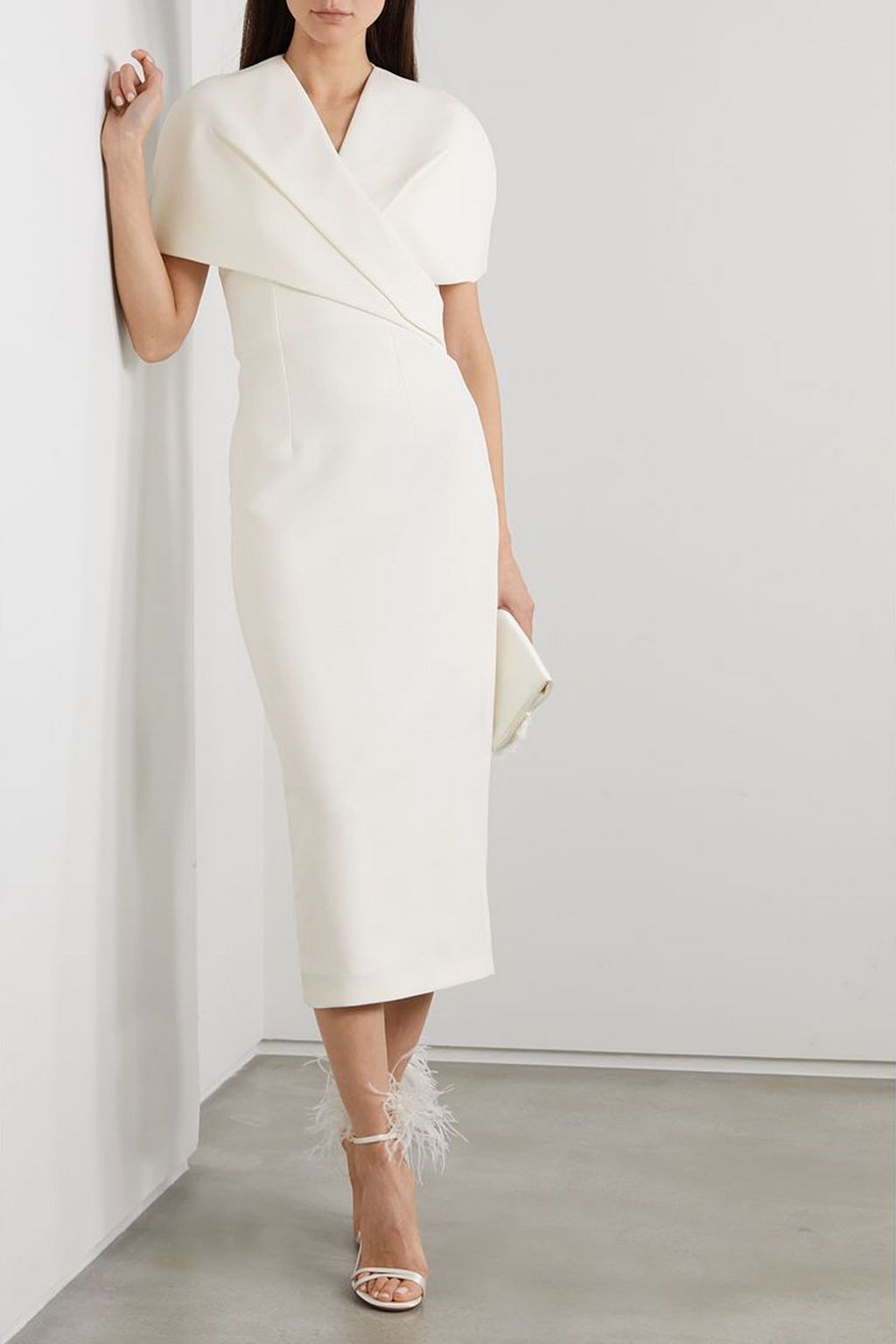 SAFIYAA Flora cape-effect crepe midi dress