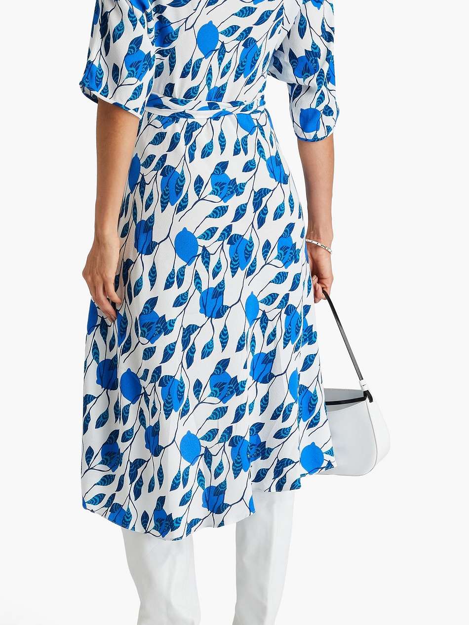 eloise asymmetric printed crepe midi wrap dress