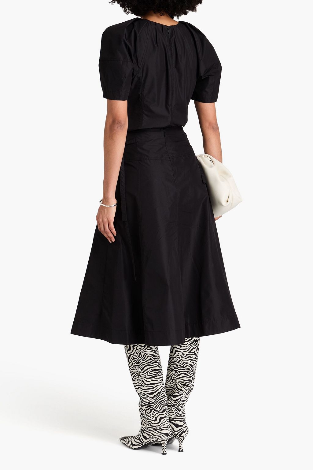 3.1 PHILLIP LIM تنورة متوسطة الطول من البوبلين المصنوع من مزيج من القطن