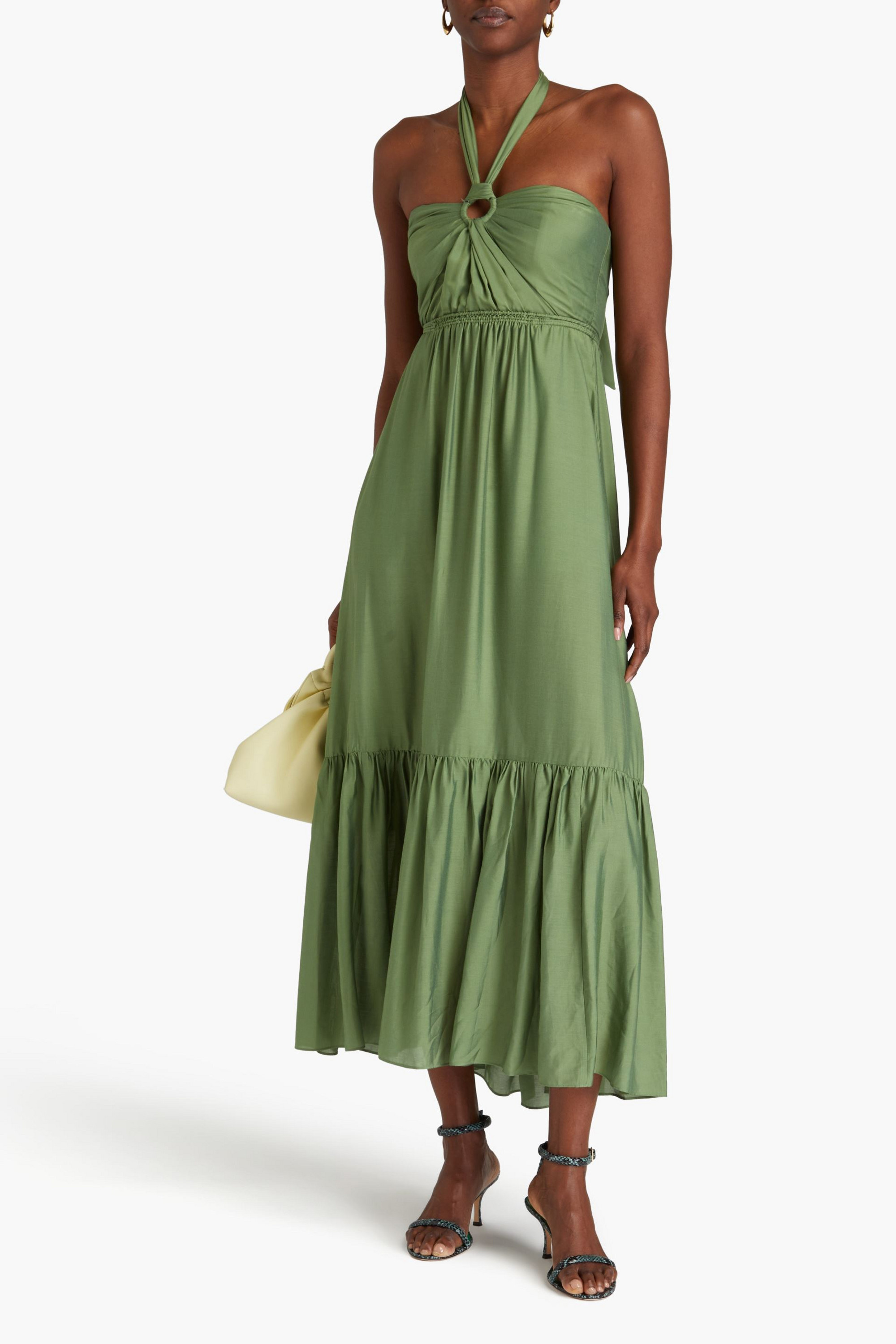 Diane von Furstenberg Inez ring-embellished woven halterneck midi dress