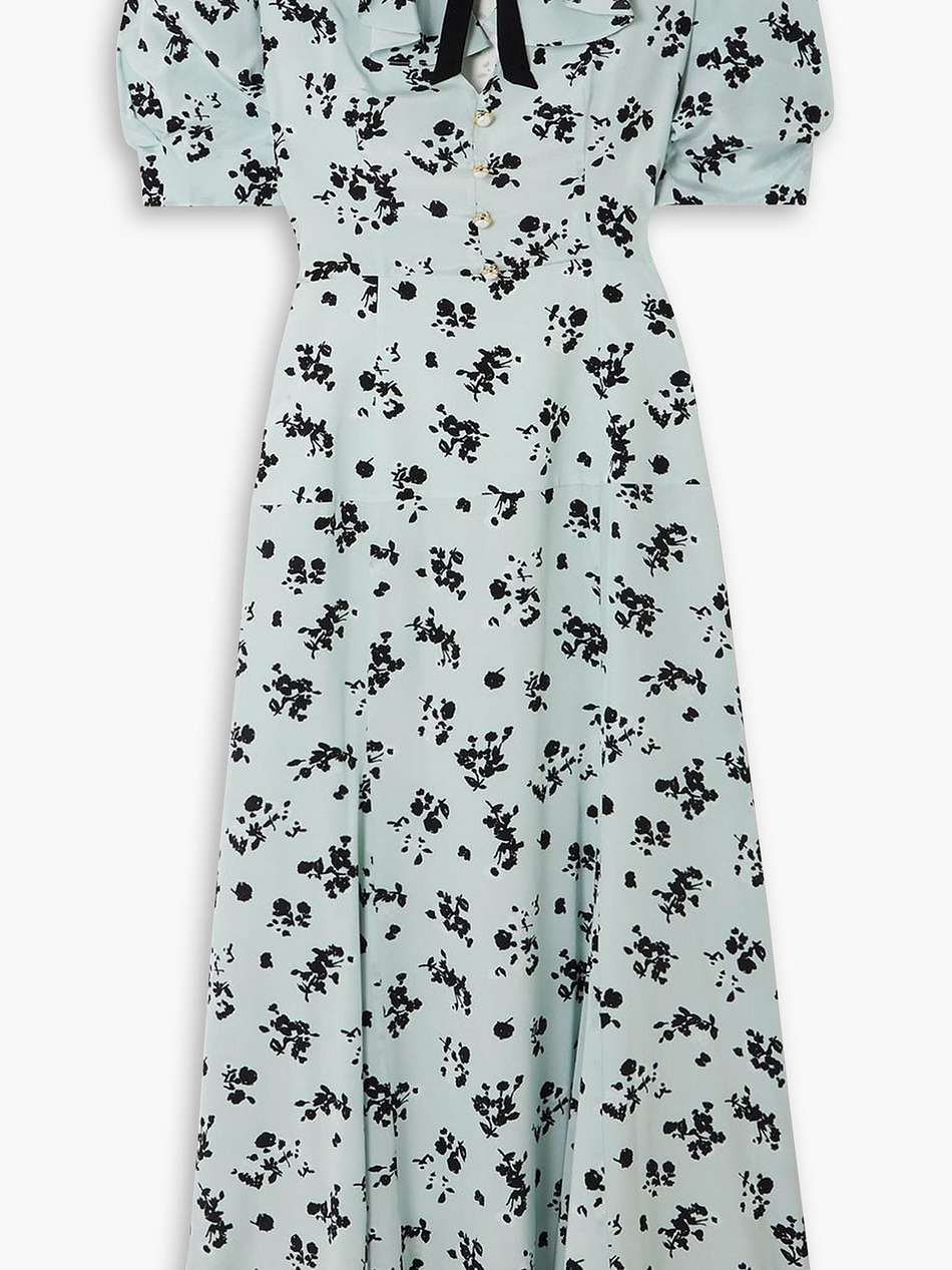 bow-detailed floral-print silk crepe de chine maxi dress