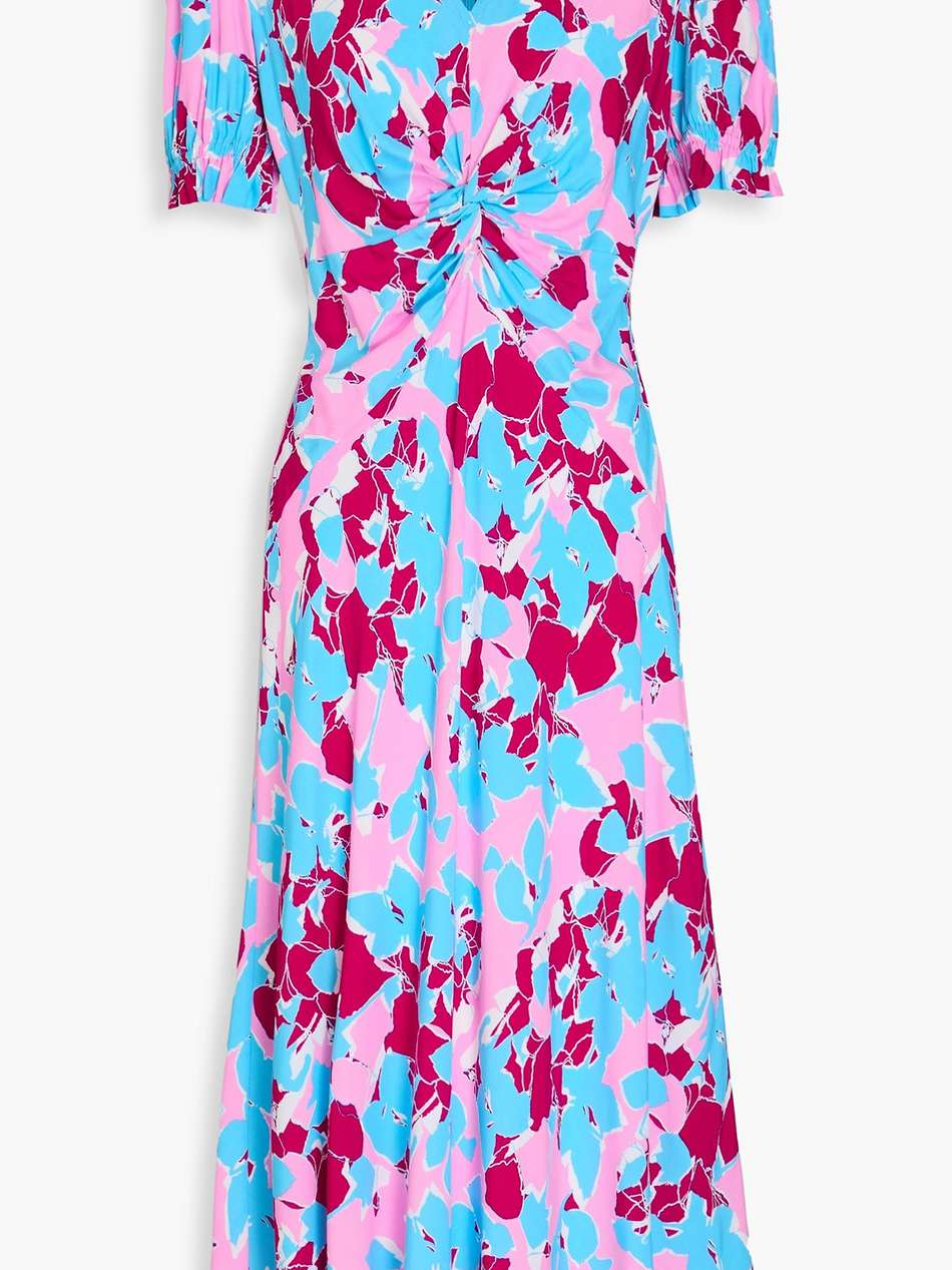 anaba twisted floral-print crepe de chine midi dress