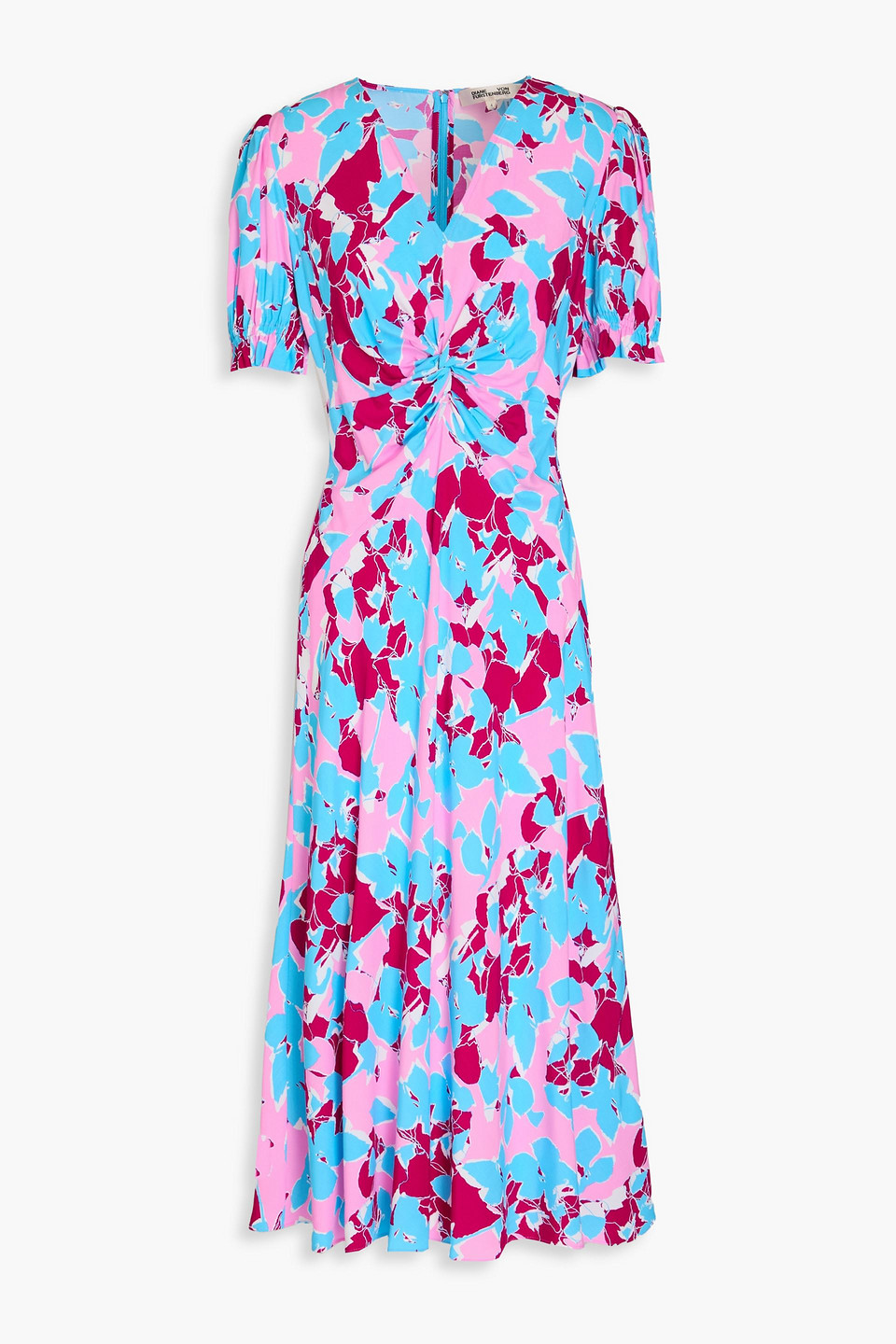 Diane Von Furstenberg Anaba Twisted Floral-print Crepe De Chine Midi Dress In Multicolor