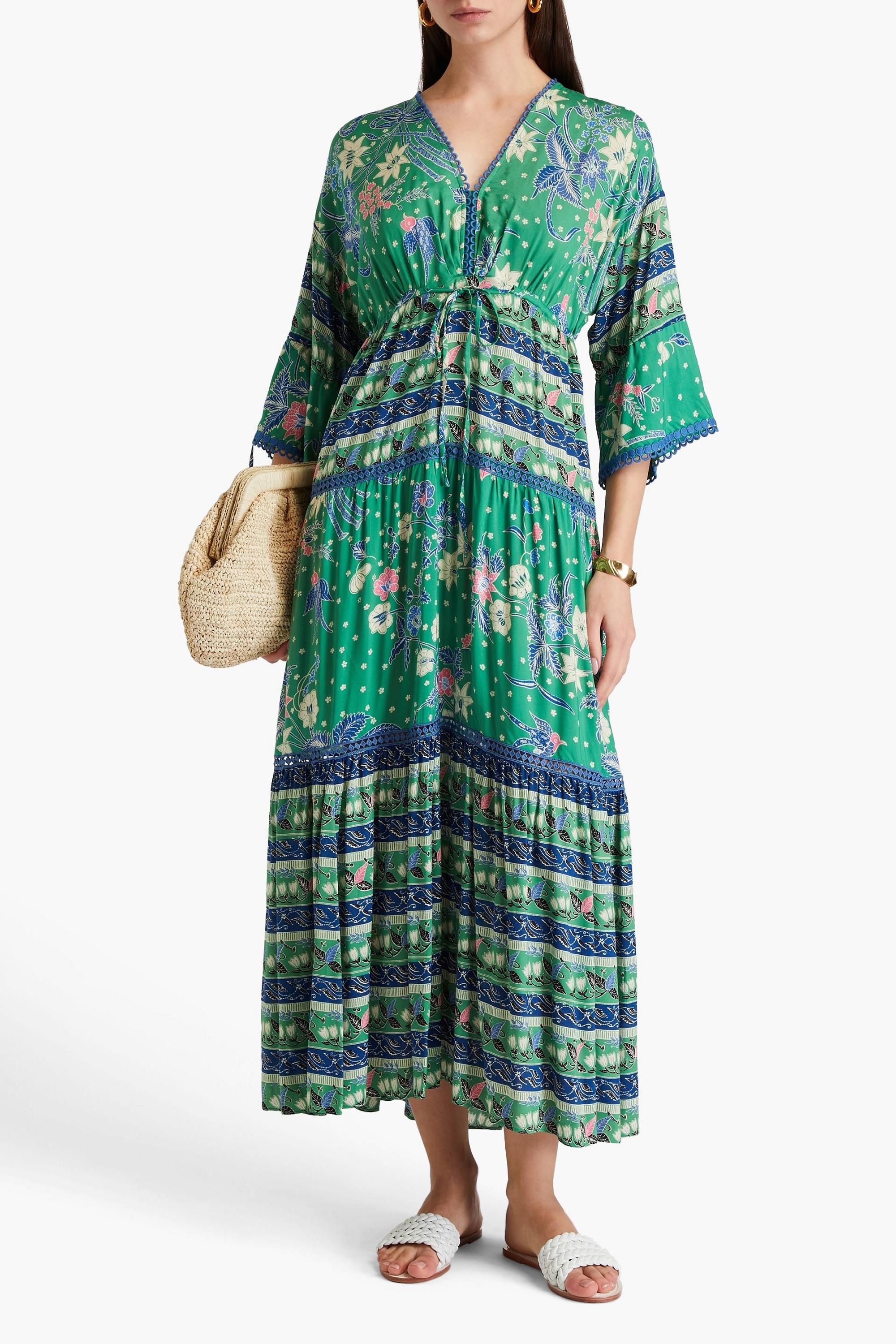 Diane von Furstenberg Boris crochet-trimmed floral-print woven maxi dress