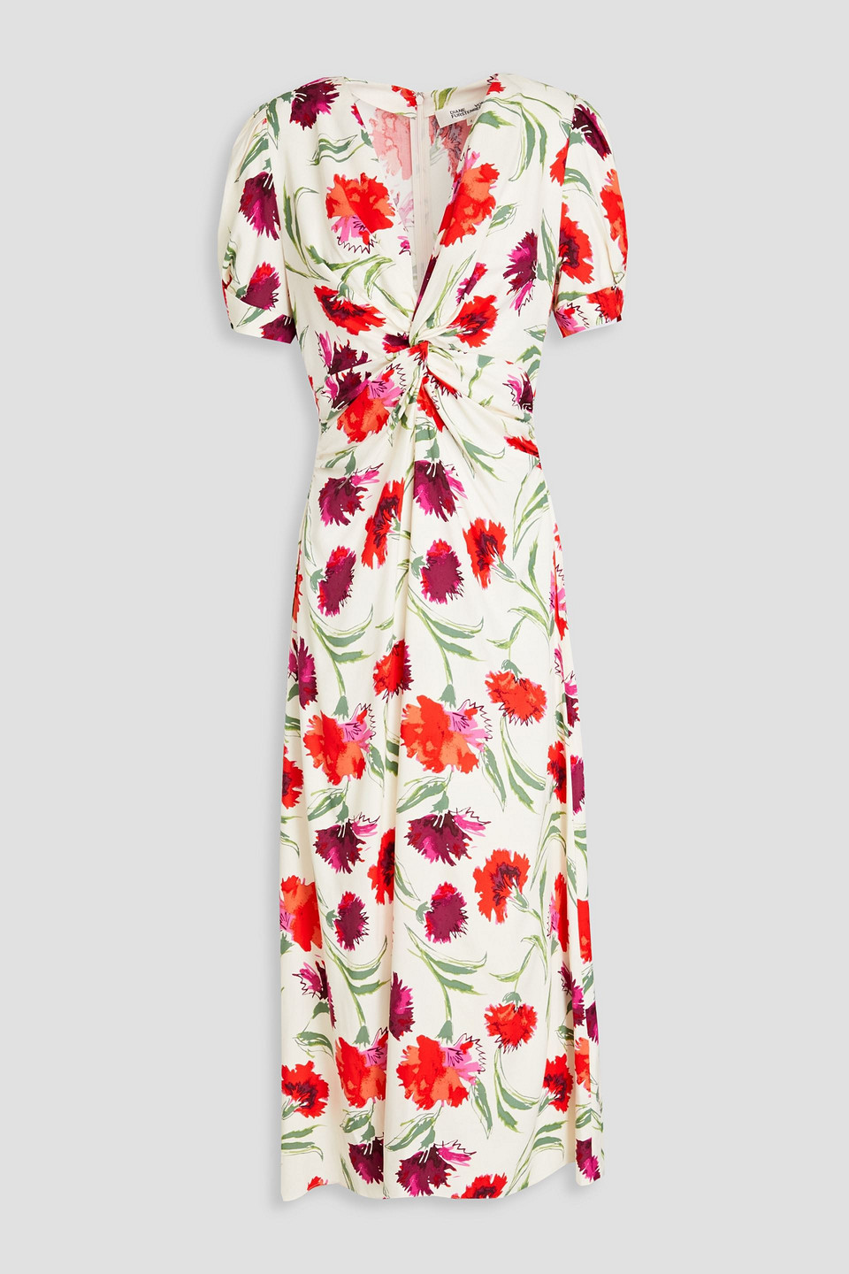 Diane Von Furstenberg Valerie Floral Midi Dress In Elfenbein