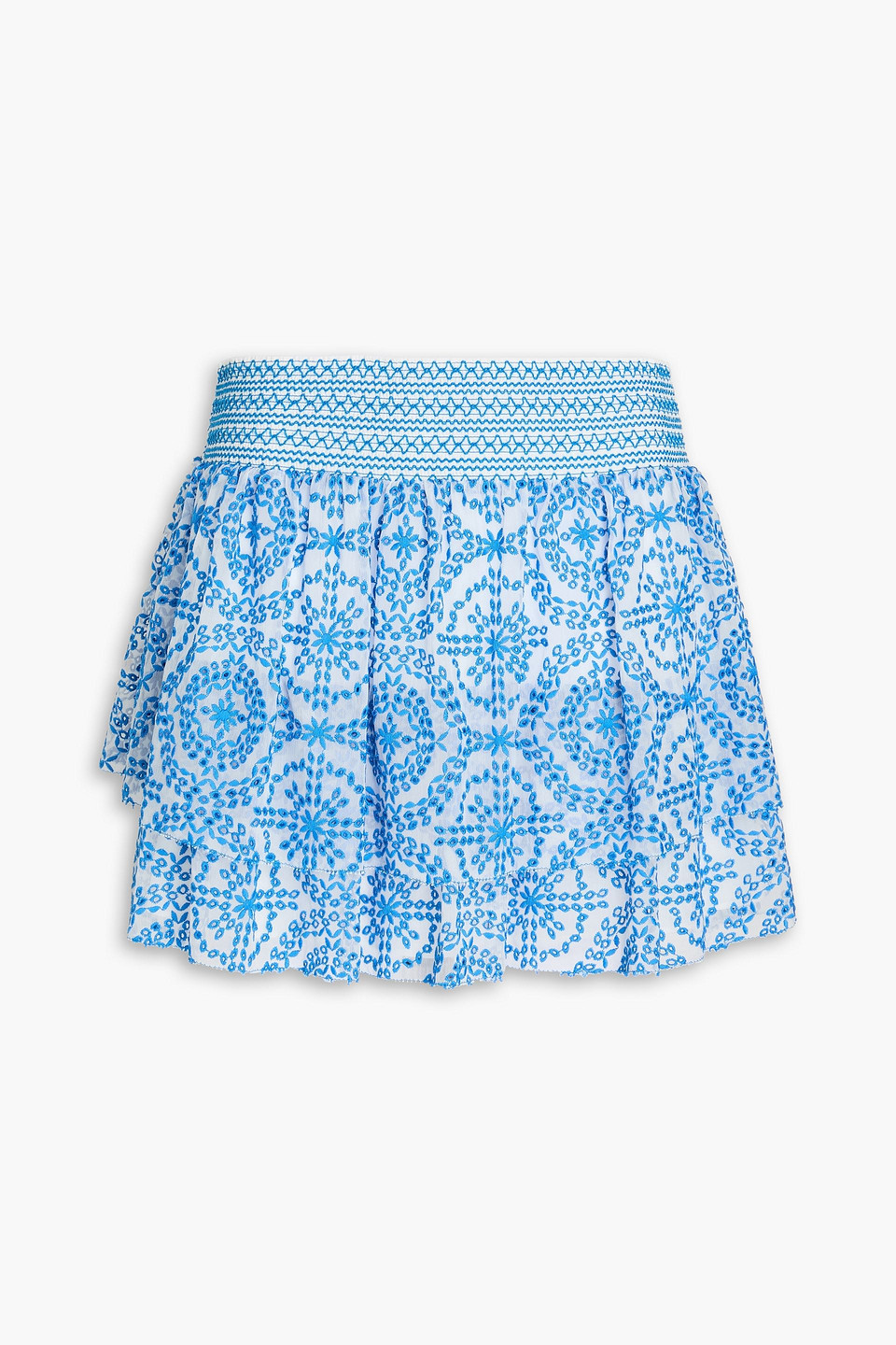 Alice And Olivia Bethie Embroidered Georgette Mini Skirt In Blue