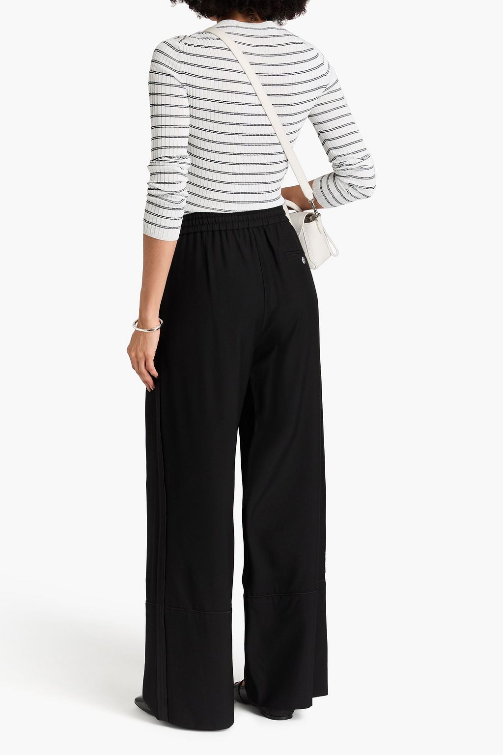3.1 PHILLIP LIM بنطلون بقصّة عريضة من مزيج الصوف وقماش غران دي بودر