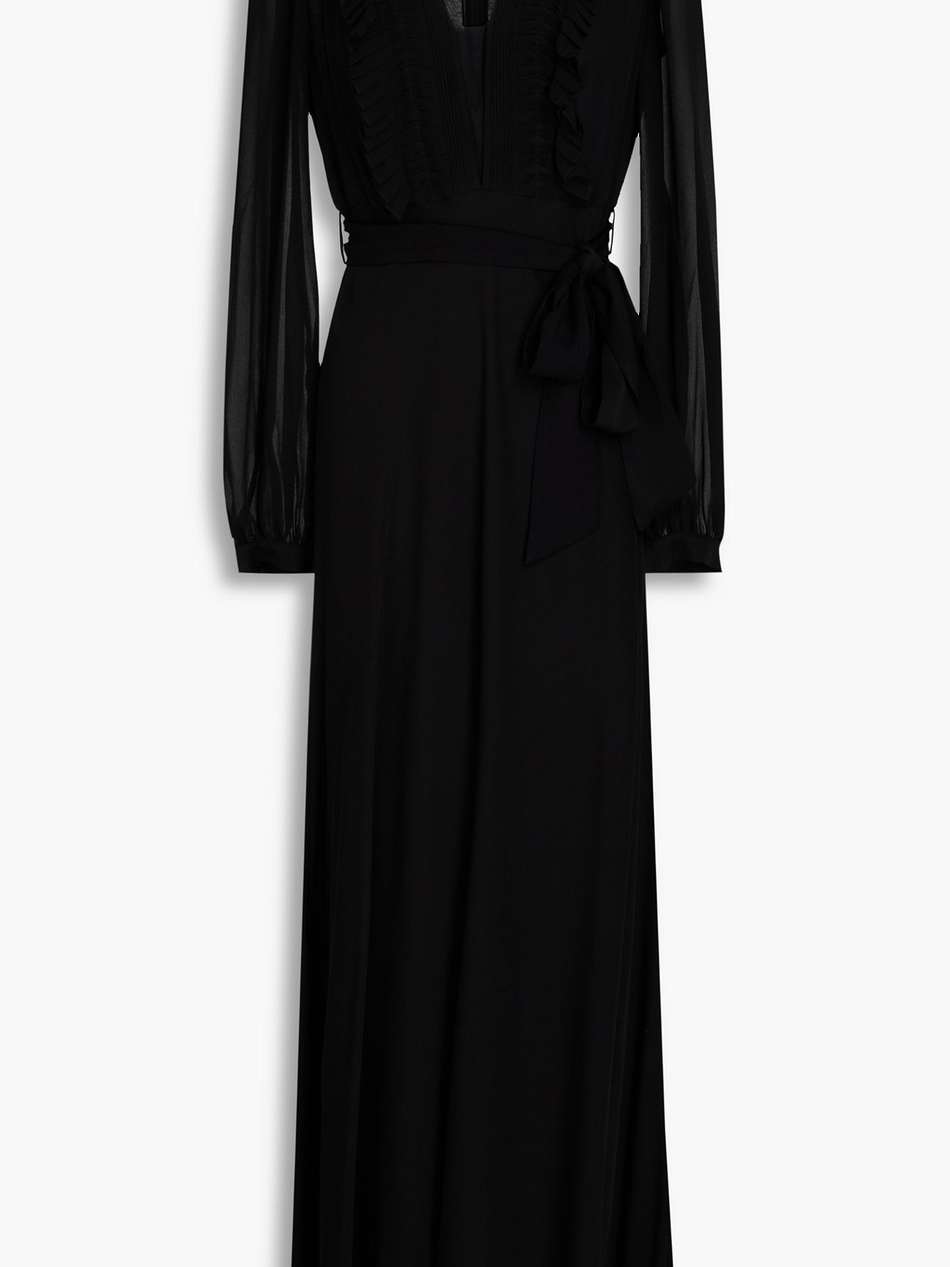 lilac satin and chiffon maxi dress