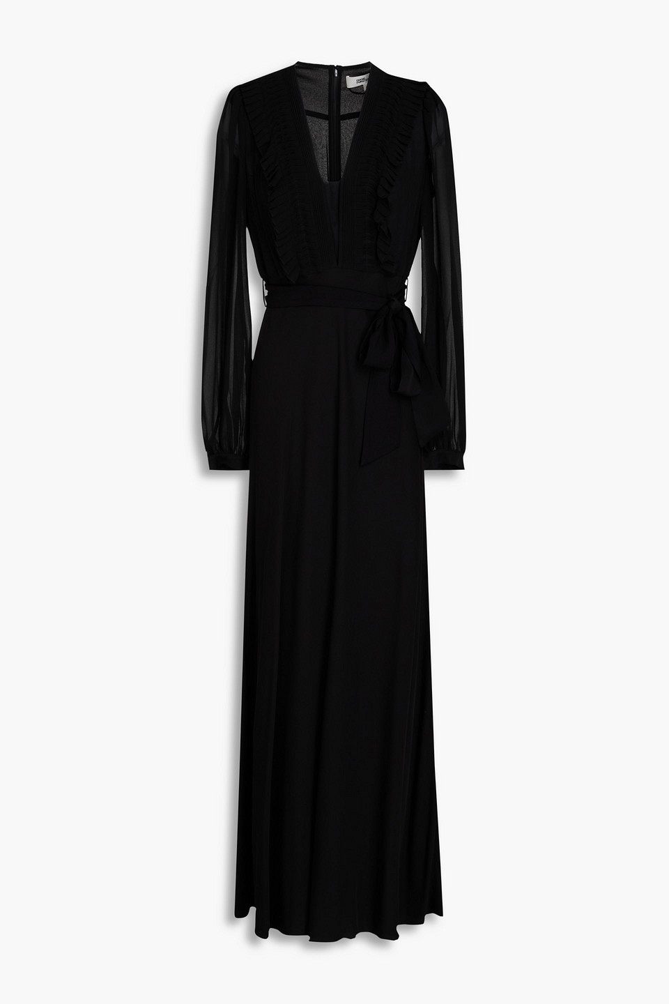 diane von furstenberg - lilac satin and chiffon maxi dress - black - us 2