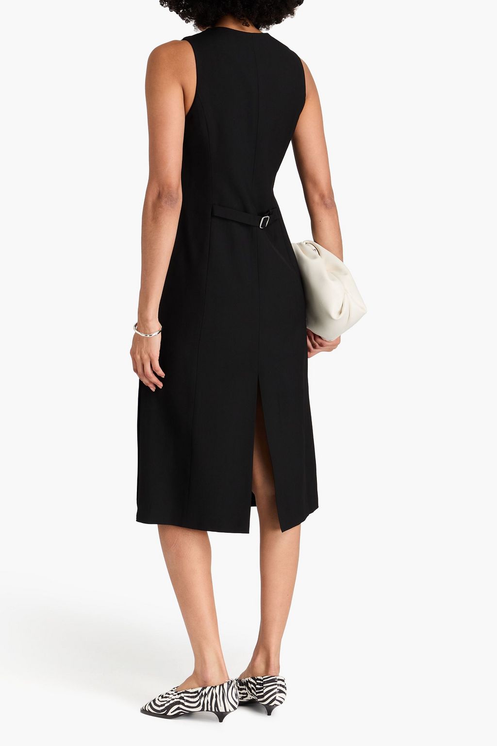3.1 PHILLIP LIM فستان متوسط الطول من مزيج صوف غران دو بودر