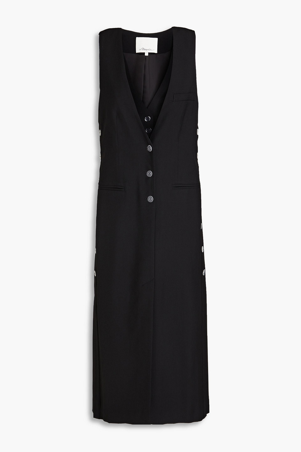 3.1 Phillip Lim Grain De Poudre Wool-blend Midi Dress In Black