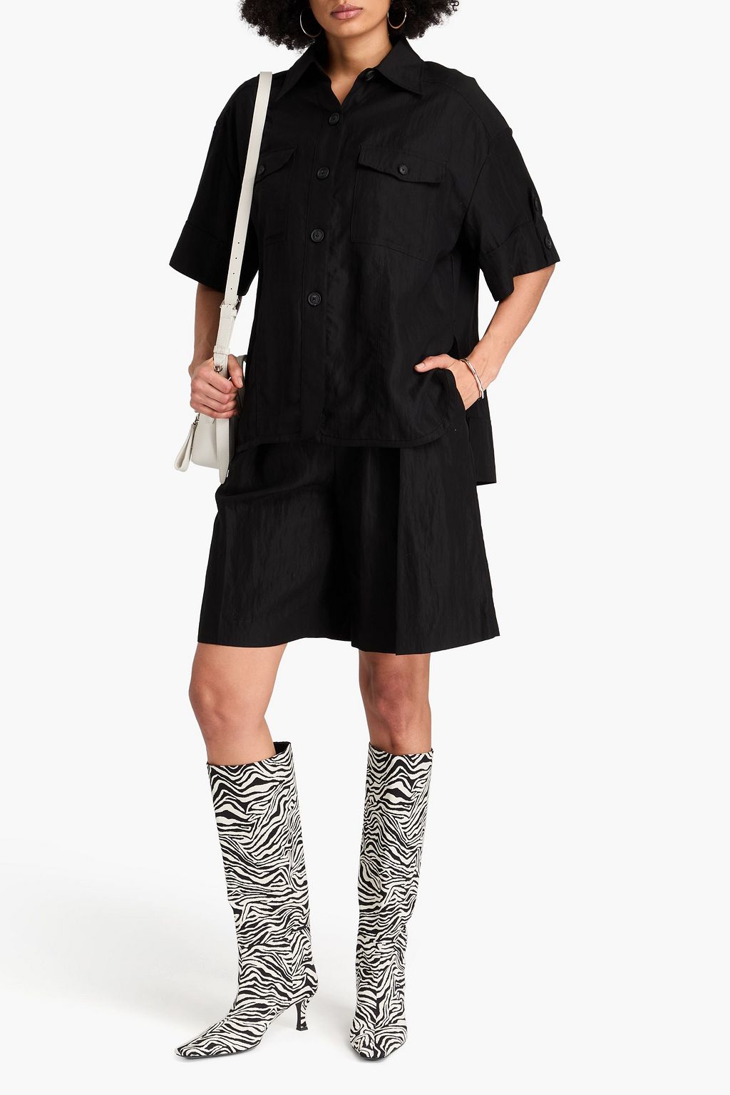 3.1 PHILLIP LIM قميص مصنوع من مزيج التنسل™ بتصميم مجعد