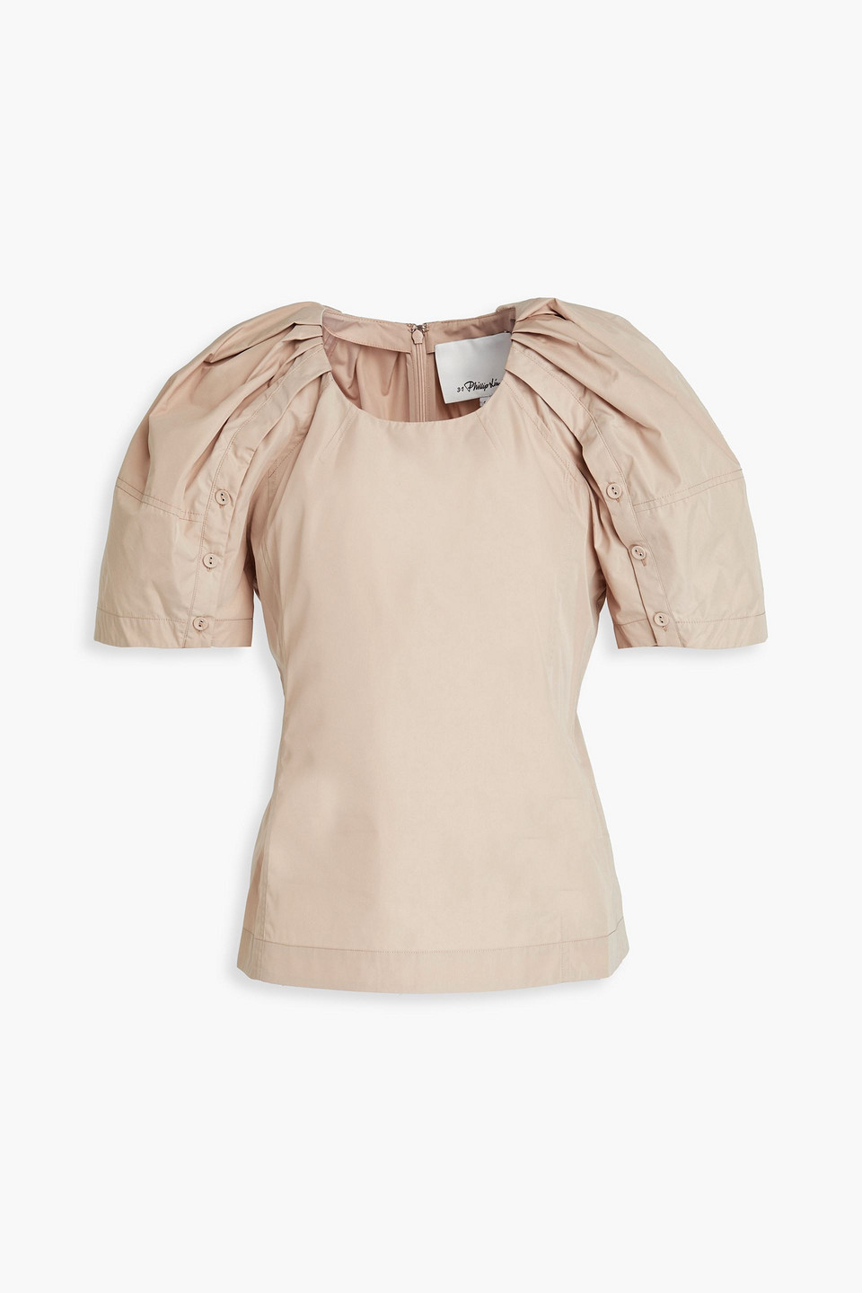 3.1 Phillip Lim Bloom Ruched Cotton-blend Poplin Top In Beige