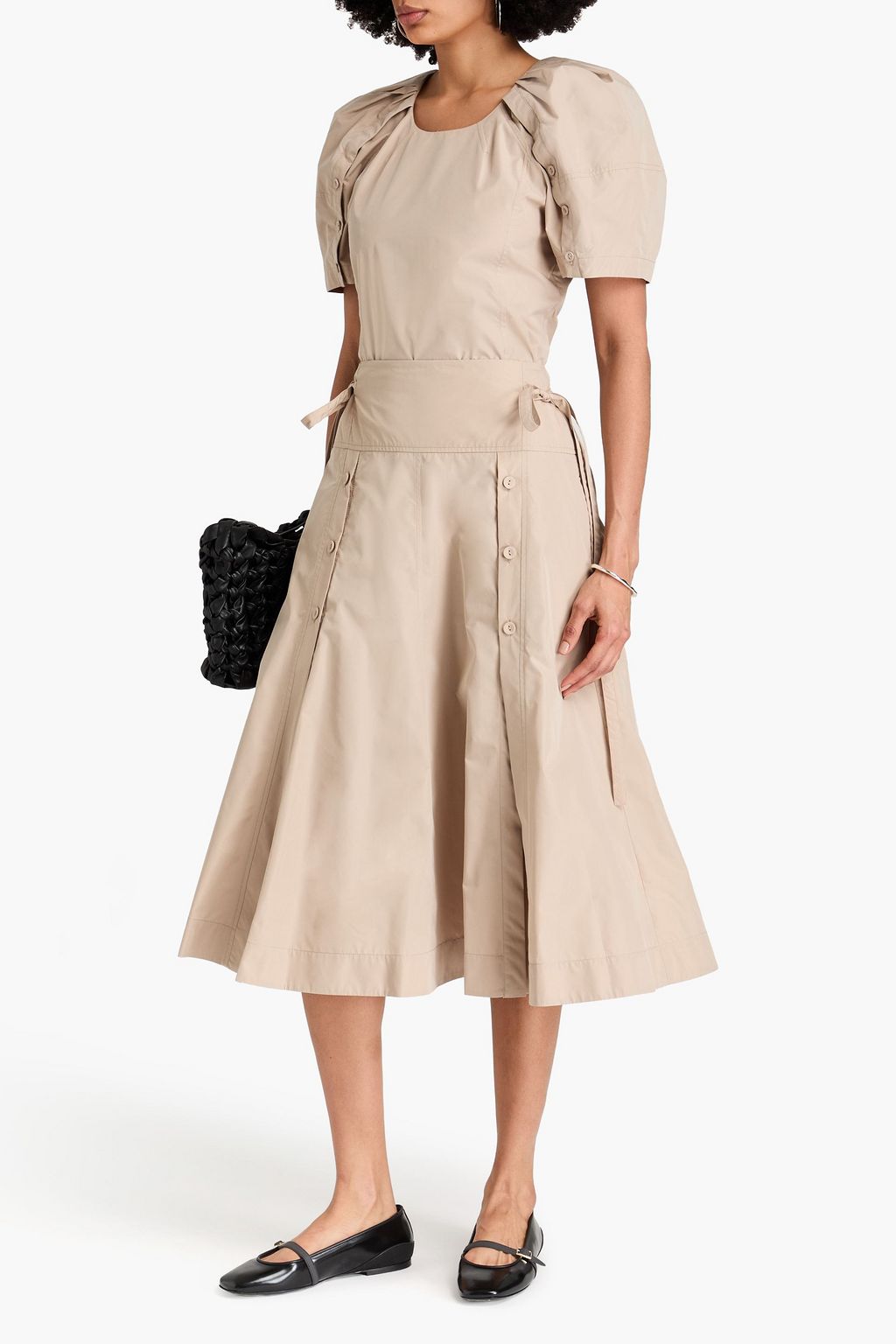 3.1 PHILLIP LIM بلوزة من البوبلين المصنوع من مزيج من القطن بتأثير مزموم