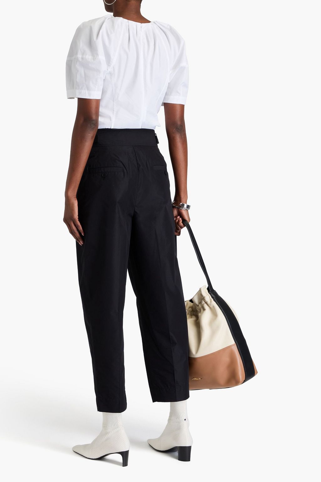 3.1 PHILLIP LIM بلوزة من البوبلين المصنوع من مزيج من القطن بتأثير مزموم
