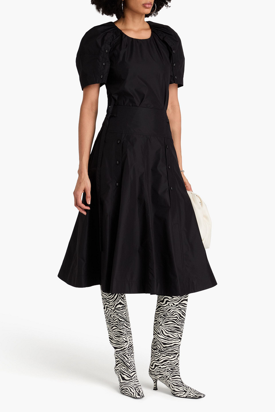 Shop 3.1 Phillip Lim Bloom Ruched Cotton-blend Poplin Top In Black